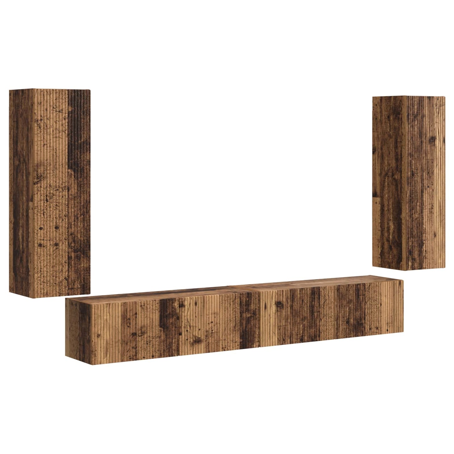 TV Wandkast Set Wandgemonteerd 4 pcs Oudhout Bewerkt hout is nu te koop bij PeponiXL, paradijselijk wonen!