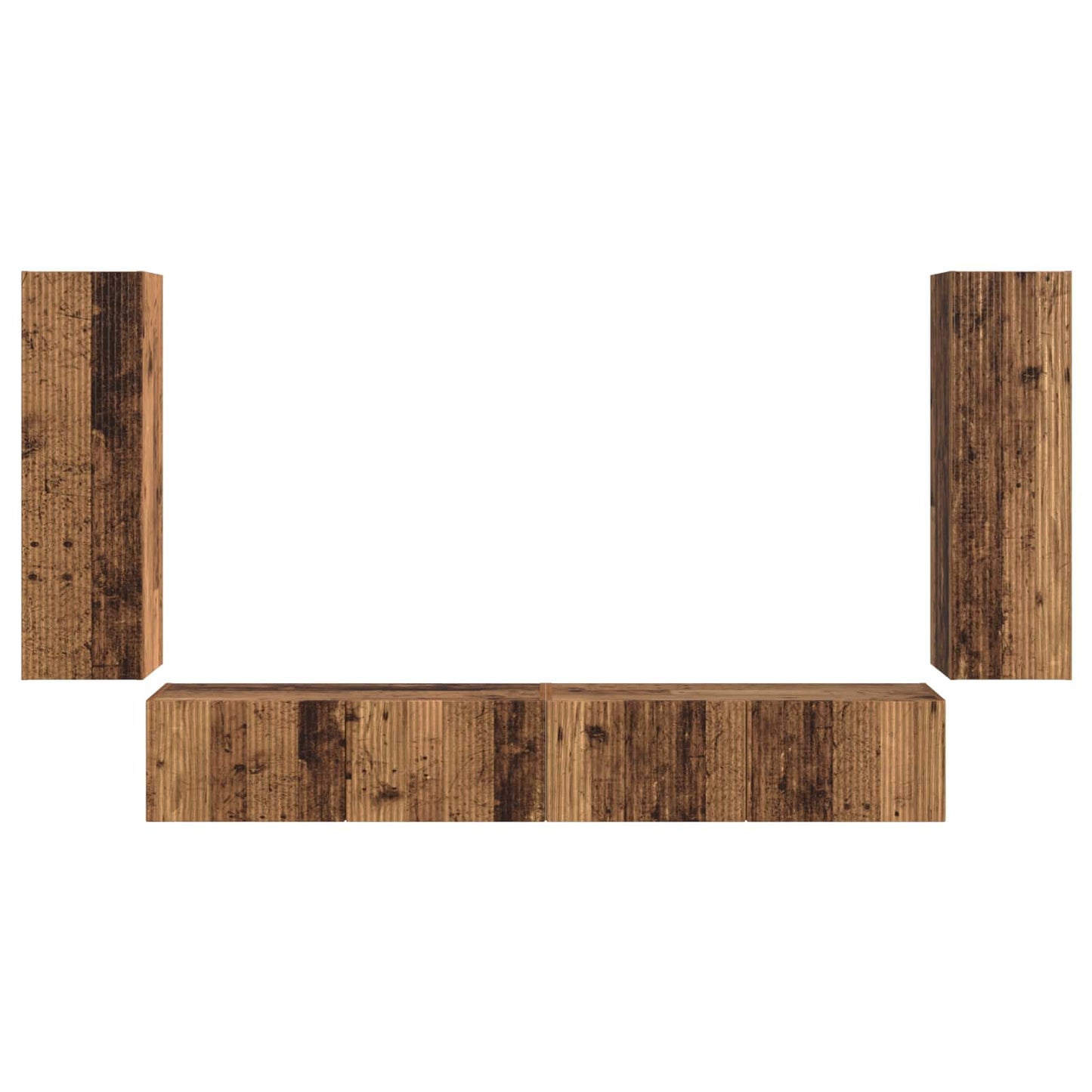 TV Wandkast Set Wandgemonteerd 4 pcs Oudhout Bewerkt hout is nu te koop bij PeponiXL, paradijselijk wonen!