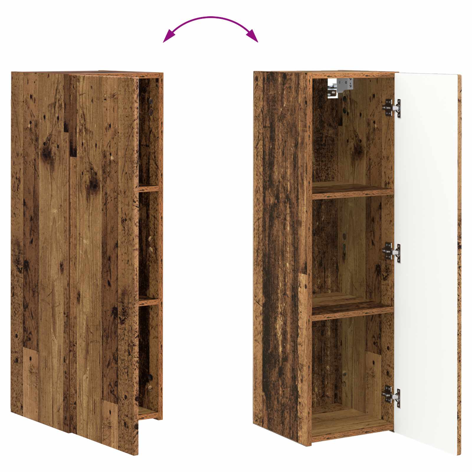 TV Wandkast Set Wandgemonteerd 4 pcs Oudhout Bewerkt hout is nu te koop bij PeponiXL, paradijselijk wonen!