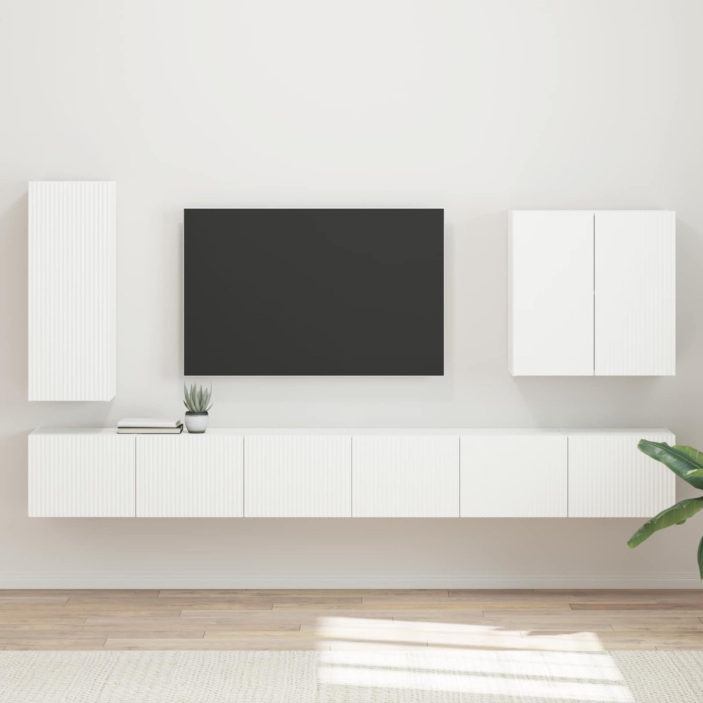 TV Wandkast Set Wandgemonteerd 6 pcs Wit is nu te koop bij PeponiXL, paradijselijk wonen!