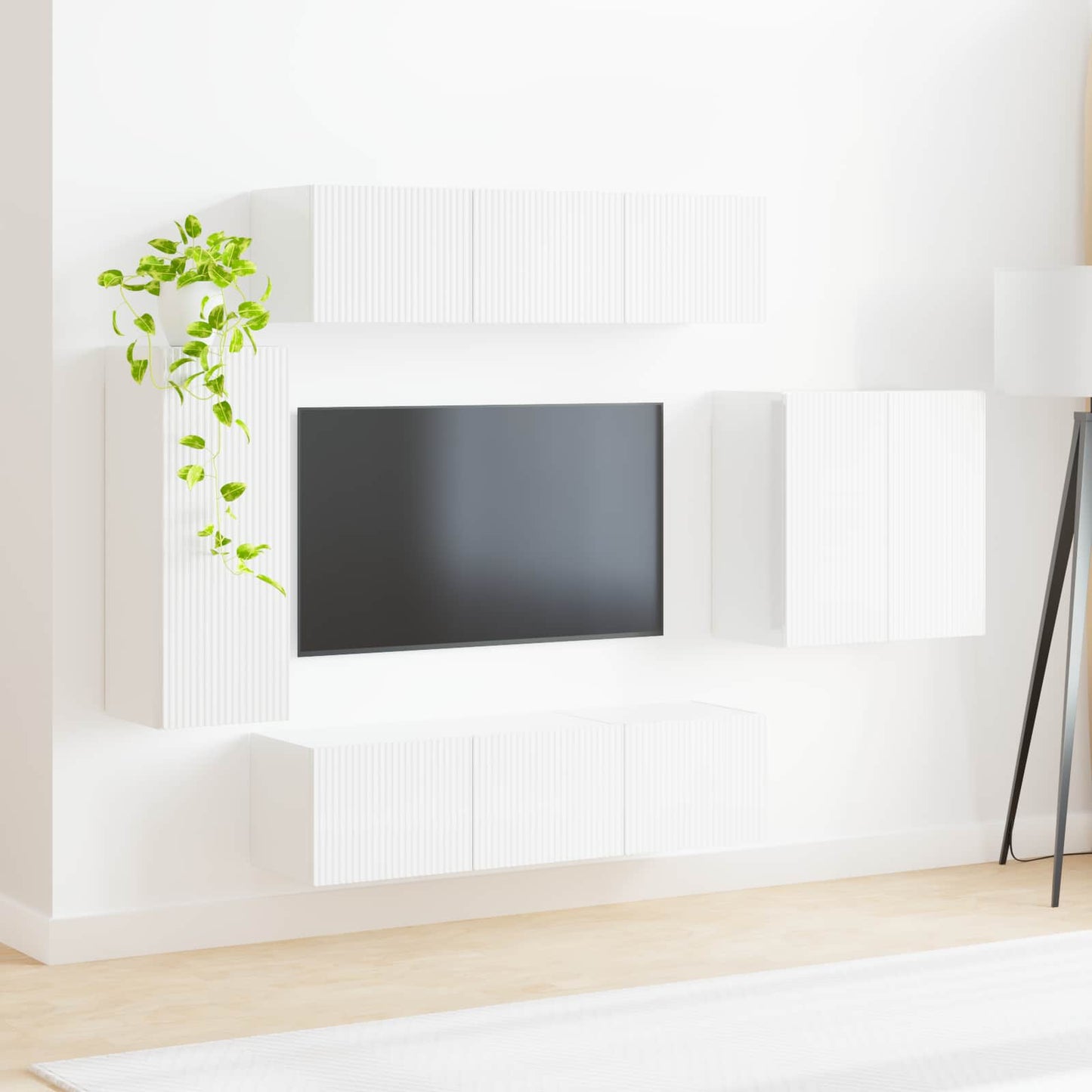TV Wandkast Set Wandgemonteerd 6 pcs Wit is nu te koop bij PeponiXL, paradijselijk wonen!