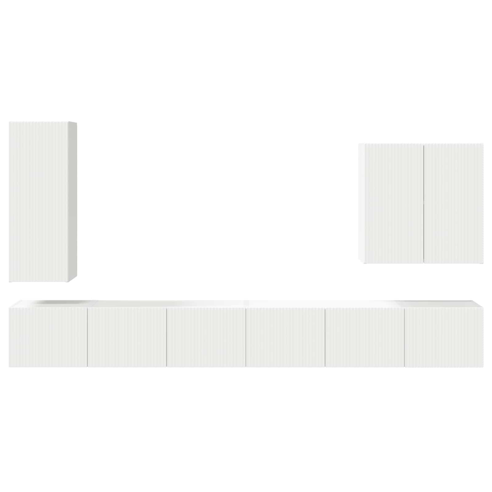 TV Wandkast Set Wandgemonteerd 6 pcs Wit is nu te koop bij PeponiXL, paradijselijk wonen!
