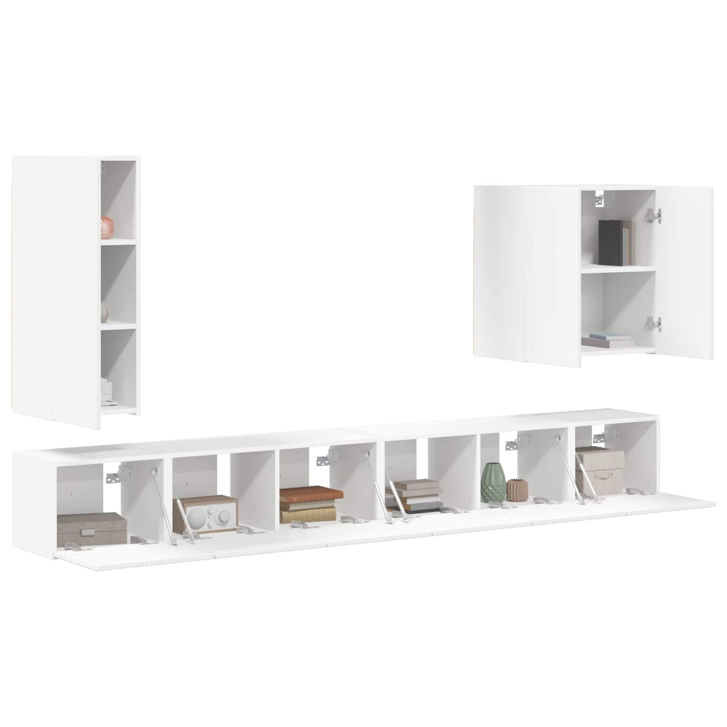 TV Wandkast Set Wandgemonteerd 6 pcs Wit is nu te koop bij PeponiXL, paradijselijk wonen!