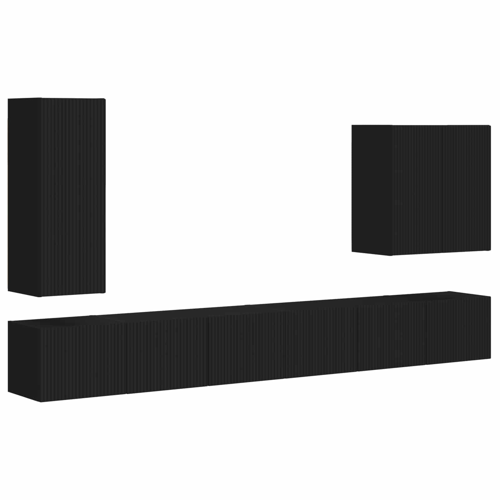 TV Wandkast Set Wandgemonteerd 6 pcs Zwart is nu te koop bij PeponiXL, paradijselijk wonen!