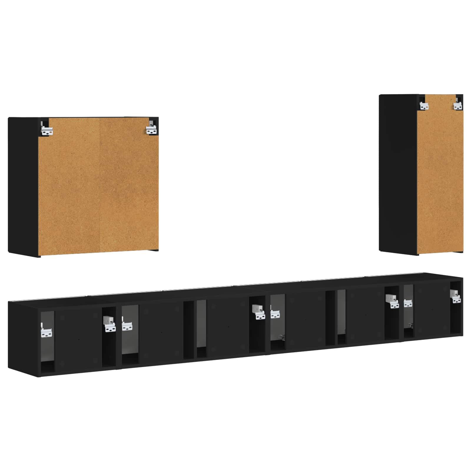 TV Wandkast Set Wandgemonteerd 6 pcs Zwart is nu te koop bij PeponiXL, paradijselijk wonen!