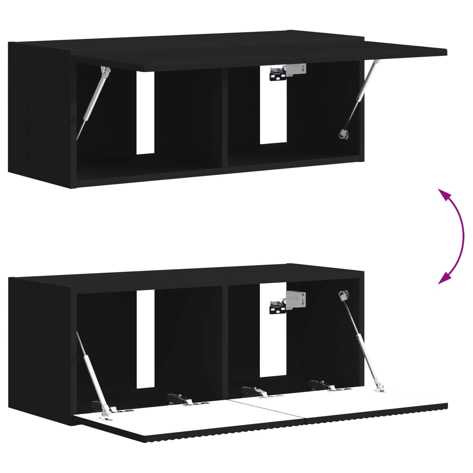 TV Wandkast Set Wandgemonteerd 6 pcs Zwart is nu te koop bij PeponiXL, paradijselijk wonen!