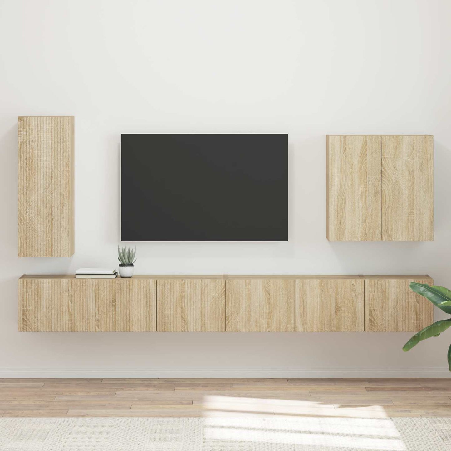 TV Wandkast Set Wandgemonteerd 6 pcs Sonoma Eiken is nu te koop bij PeponiXL, paradijselijk wonen!