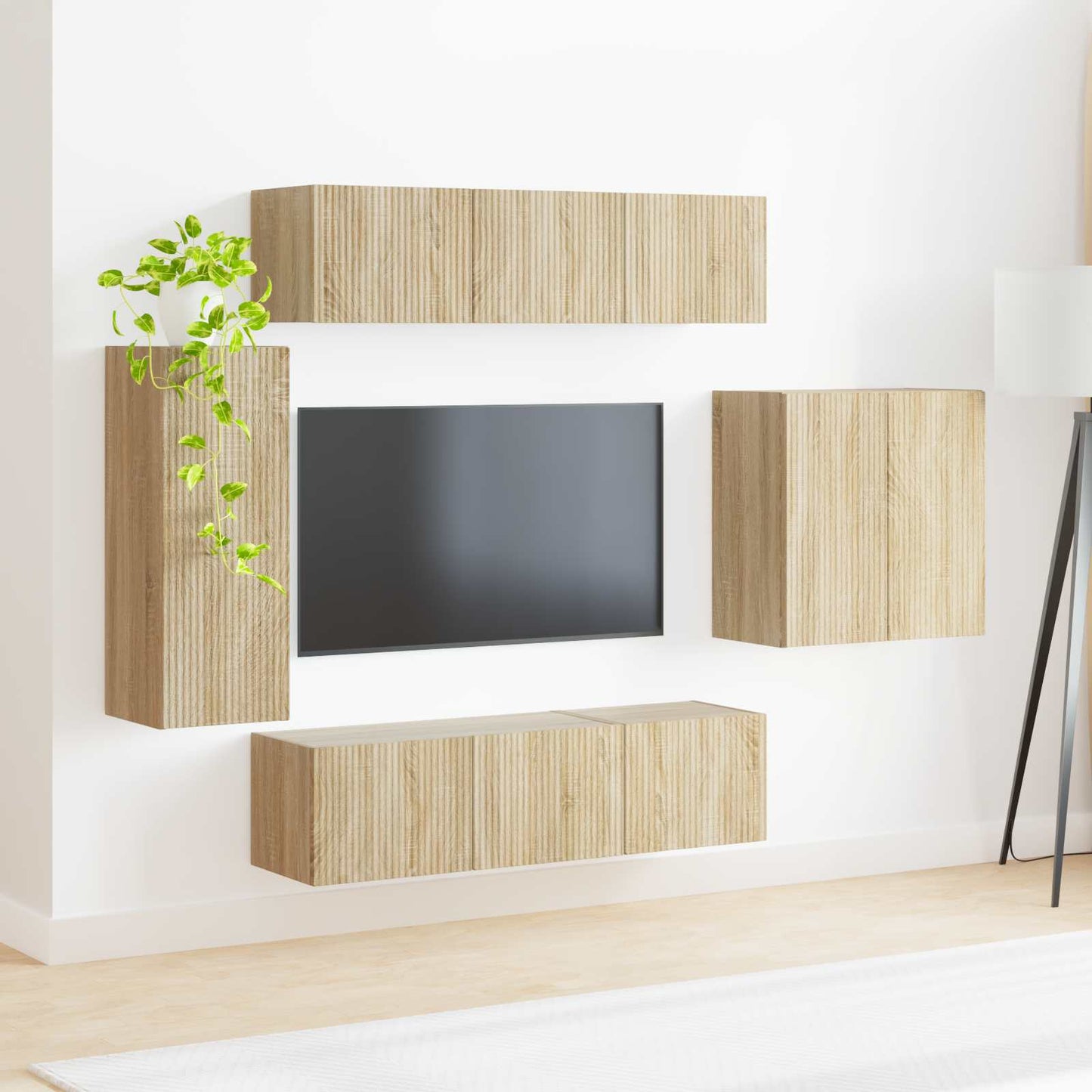 TV Wandkast Set Wandgemonteerd 6 pcs Sonoma Eiken is nu te koop bij PeponiXL, paradijselijk wonen!
