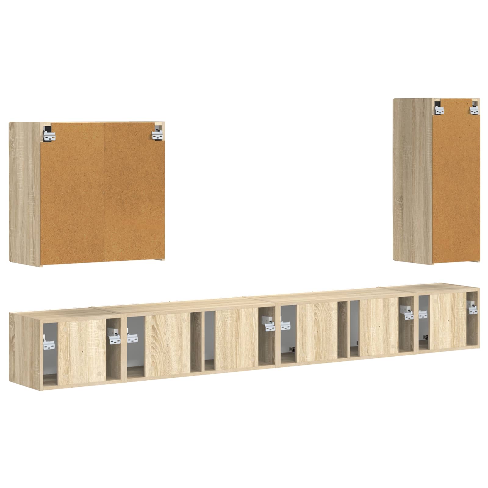 TV Wandkast Set Wandgemonteerd 6 pcs Sonoma Eiken is nu te koop bij PeponiXL, paradijselijk wonen!