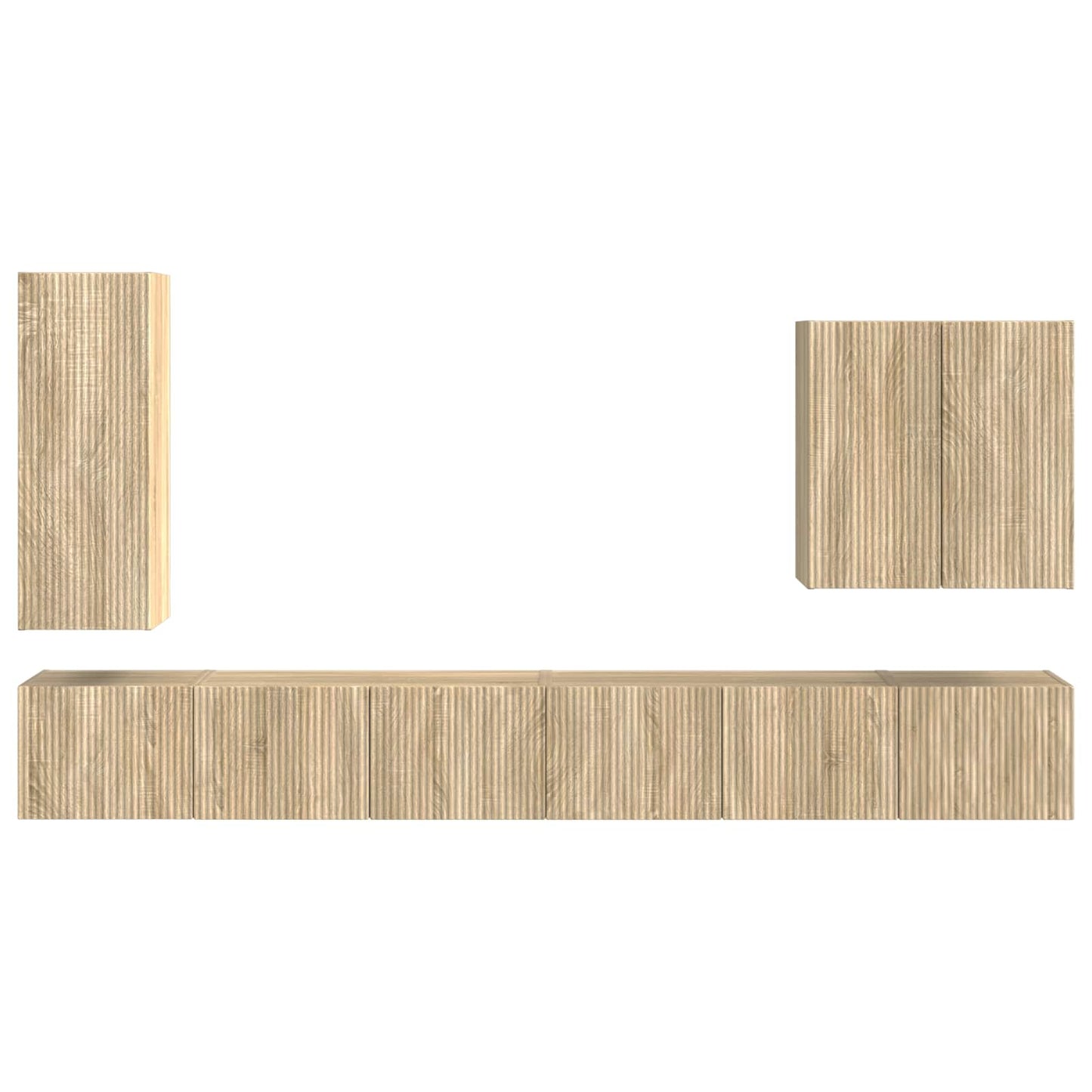TV Wandkast Set Wandgemonteerd 6 pcs Sonoma Eiken is nu te koop bij PeponiXL, paradijselijk wonen!
