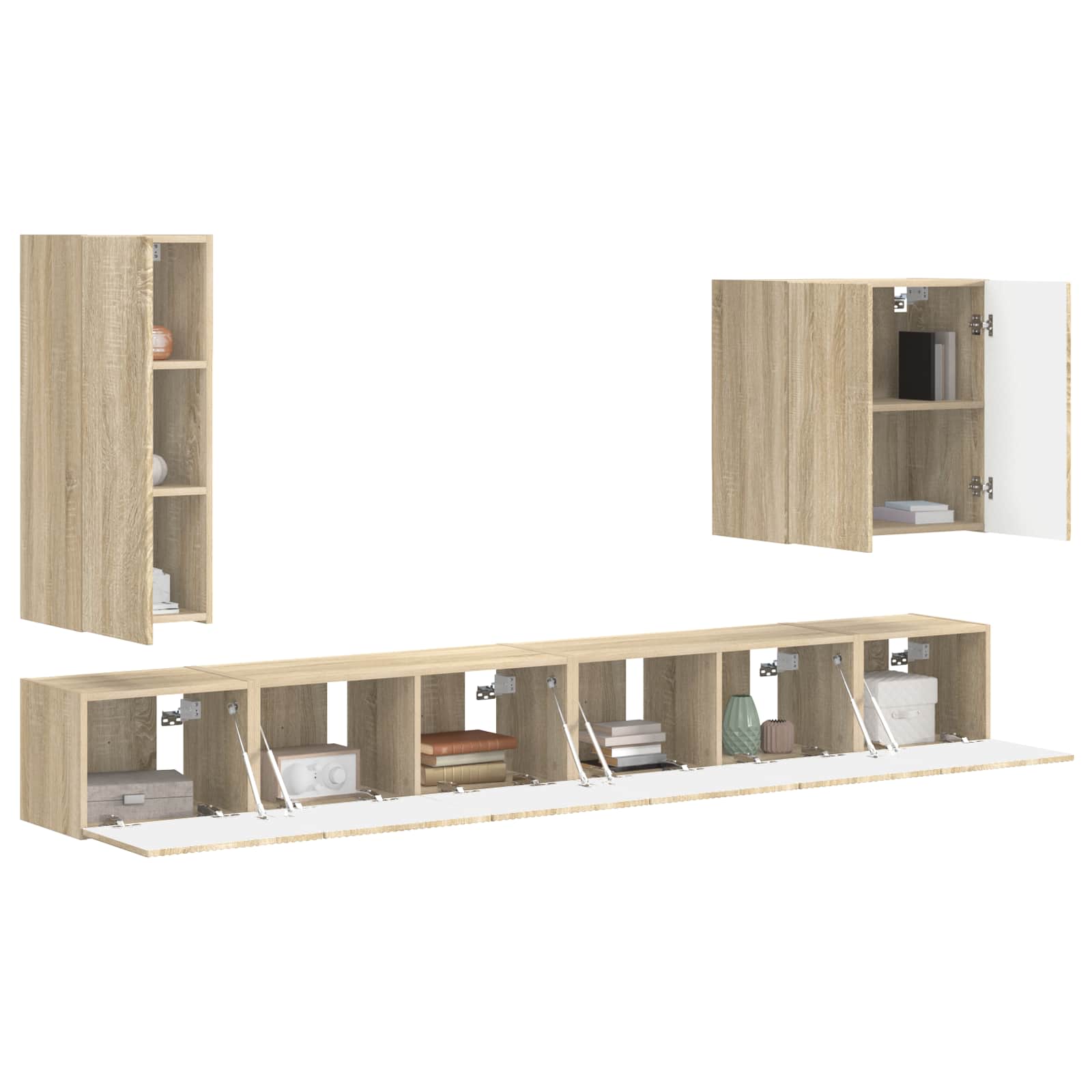 TV Wandkast Set Wandgemonteerd 6 pcs Sonoma Eiken is nu te koop bij PeponiXL, paradijselijk wonen!