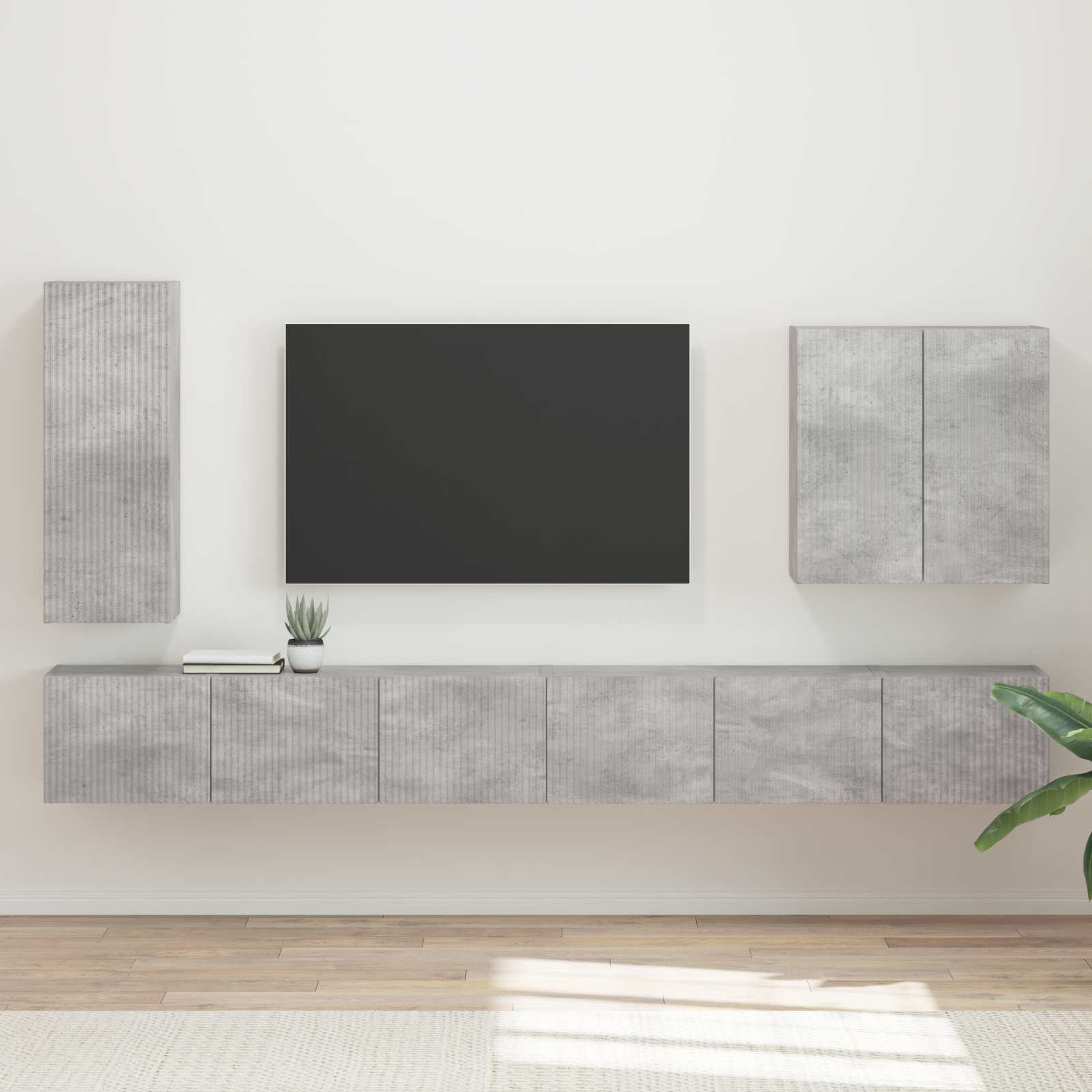 TV Wandkast Set Wandgemonteerd 6 pcs Beton Grijs is nu te koop bij PeponiXL, paradijselijk wonen!