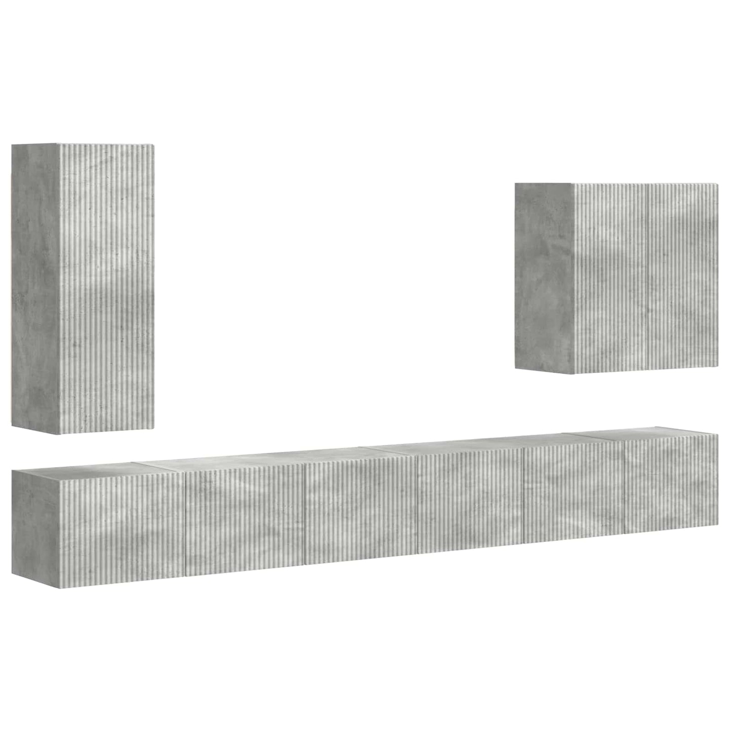 TV Wandkast Set Wandgemonteerd 6 pcs Beton Grijs is nu te koop bij PeponiXL, paradijselijk wonen!