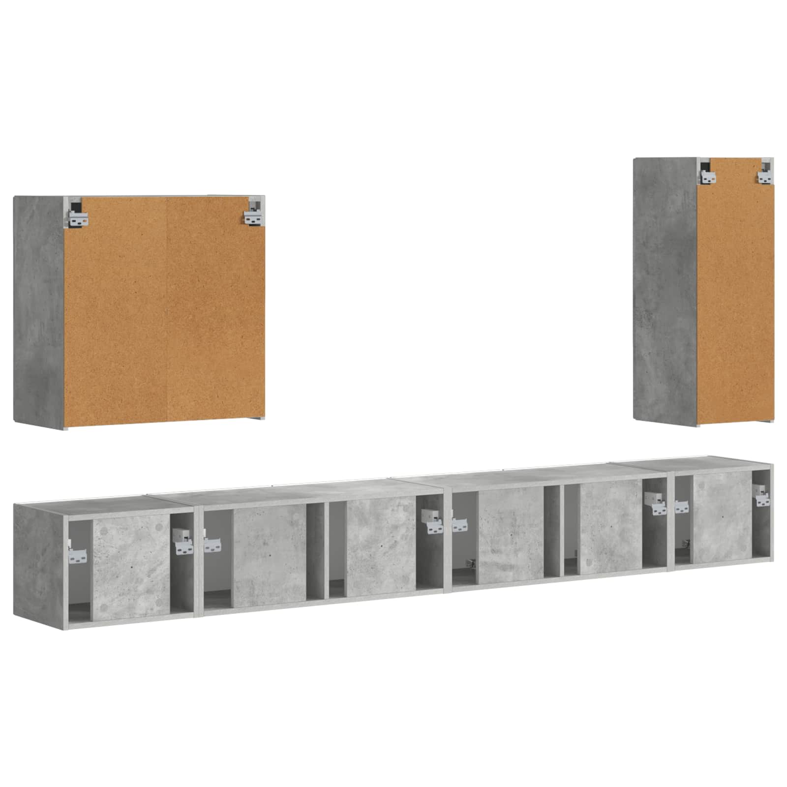 TV Wandkast Set Wandgemonteerd 6 pcs Beton Grijs is nu te koop bij PeponiXL, paradijselijk wonen!