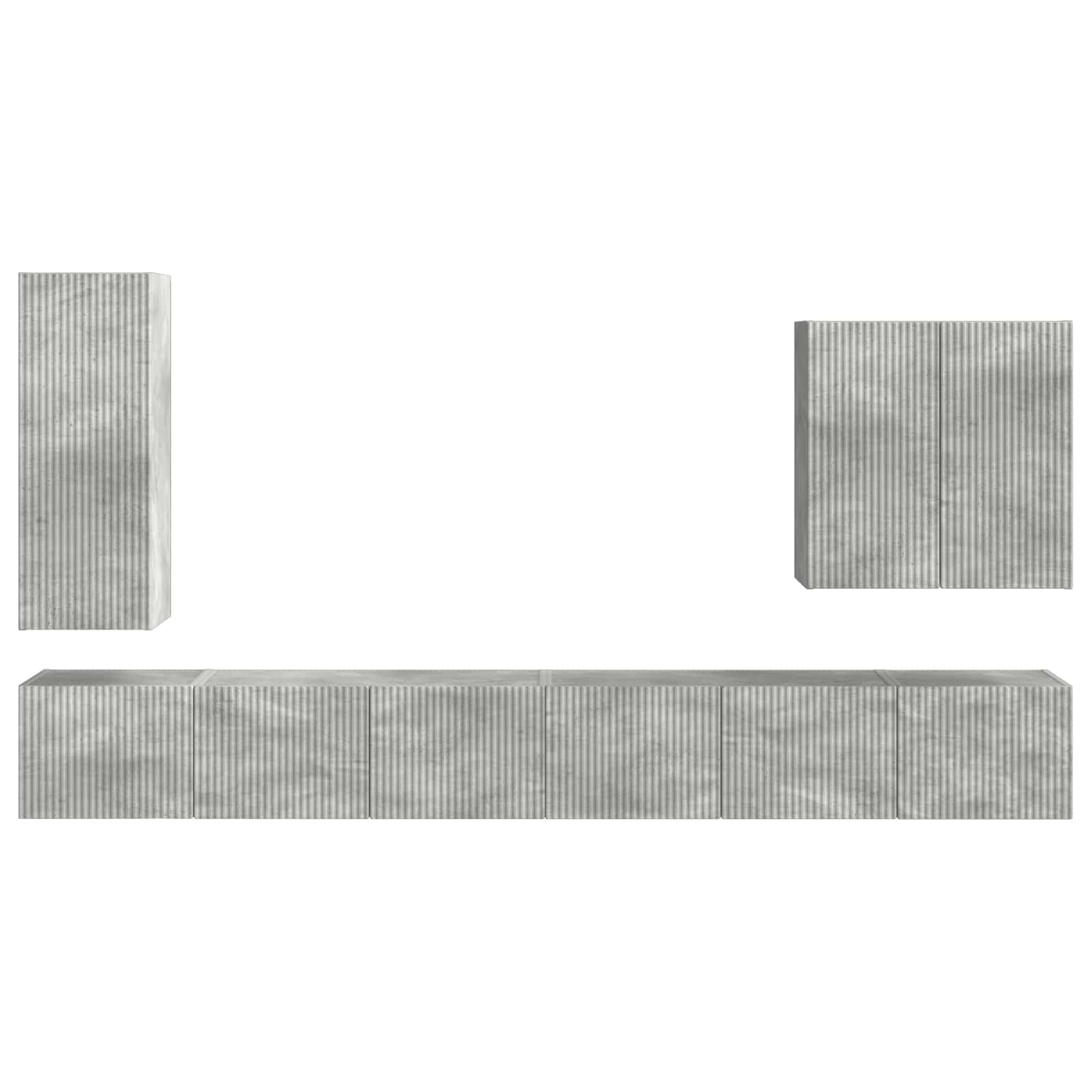 TV Wandkast Set Wandgemonteerd 6 pcs Beton Grijs is nu te koop bij PeponiXL, paradijselijk wonen!