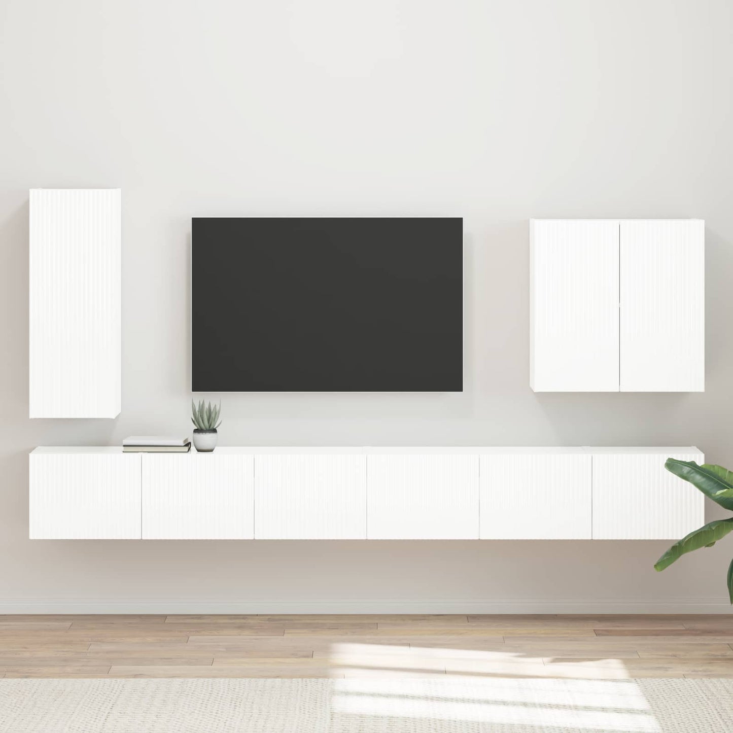 TV Wandkast Set Wandgemonteerd 6 pcs Hoogglans wit is nu te koop bij PeponiXL, paradijselijk wonen!