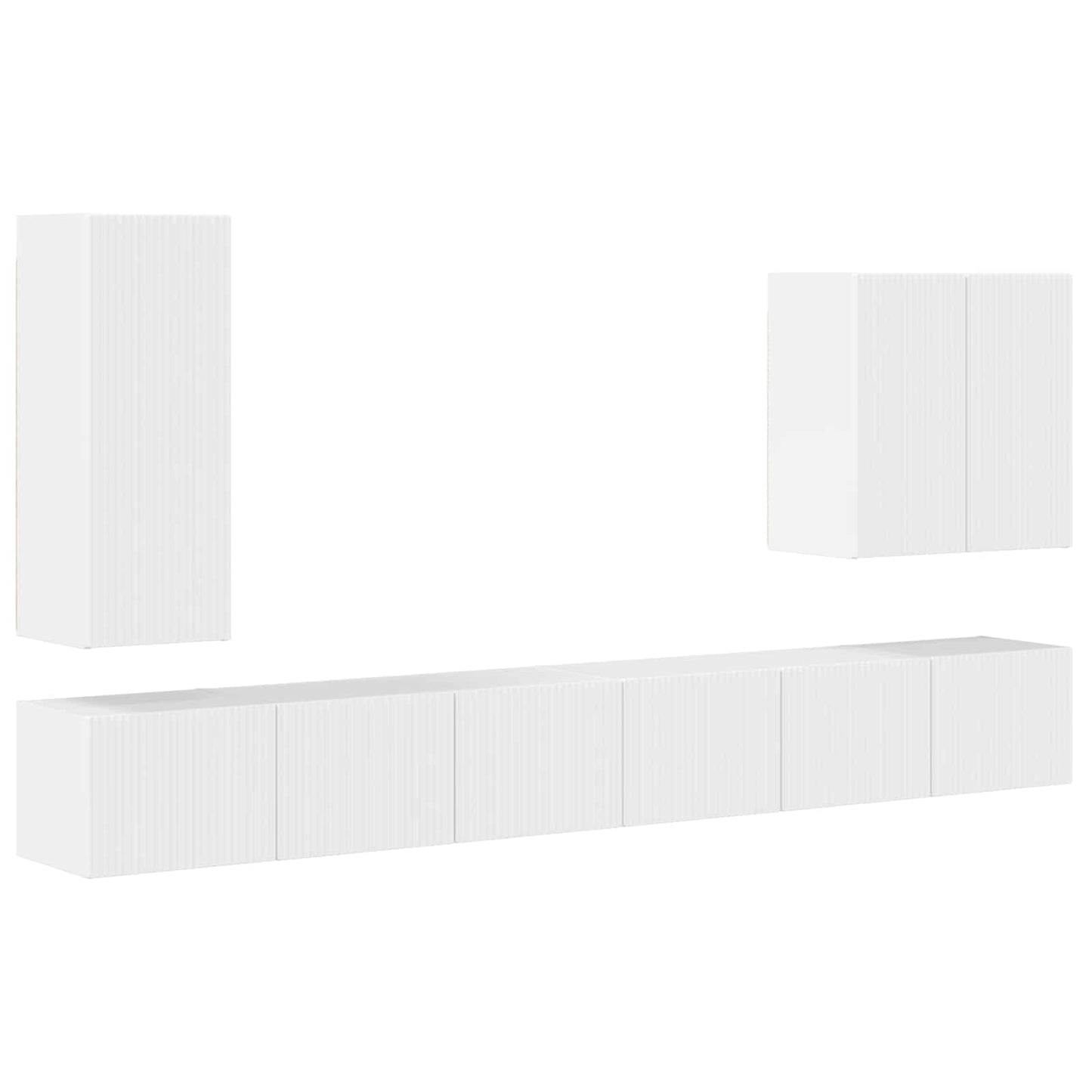 TV Wandkast Set Wandgemonteerd 6 pcs Hoogglans wit is nu te koop bij PeponiXL, paradijselijk wonen!
