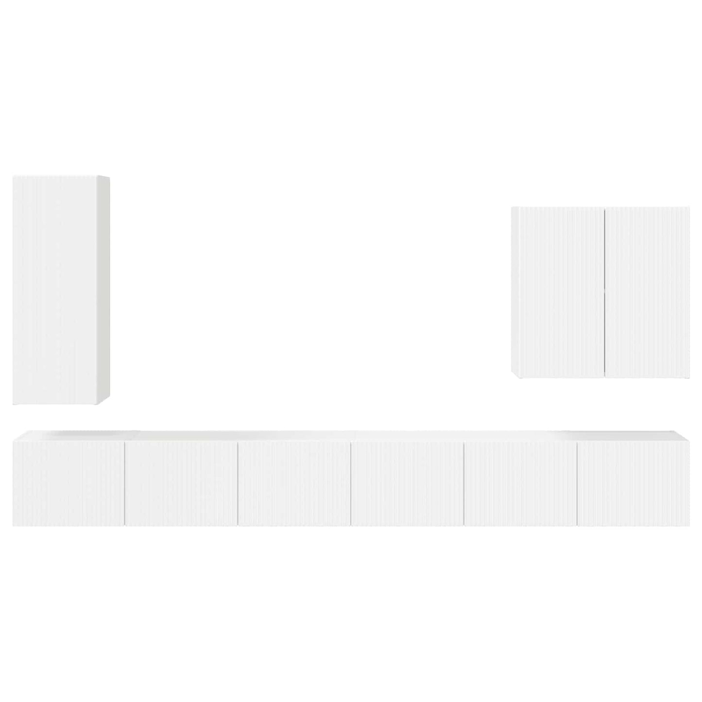 TV Wandkast Set Wandgemonteerd 6 pcs Hoogglans wit is nu te koop bij PeponiXL, paradijselijk wonen!
