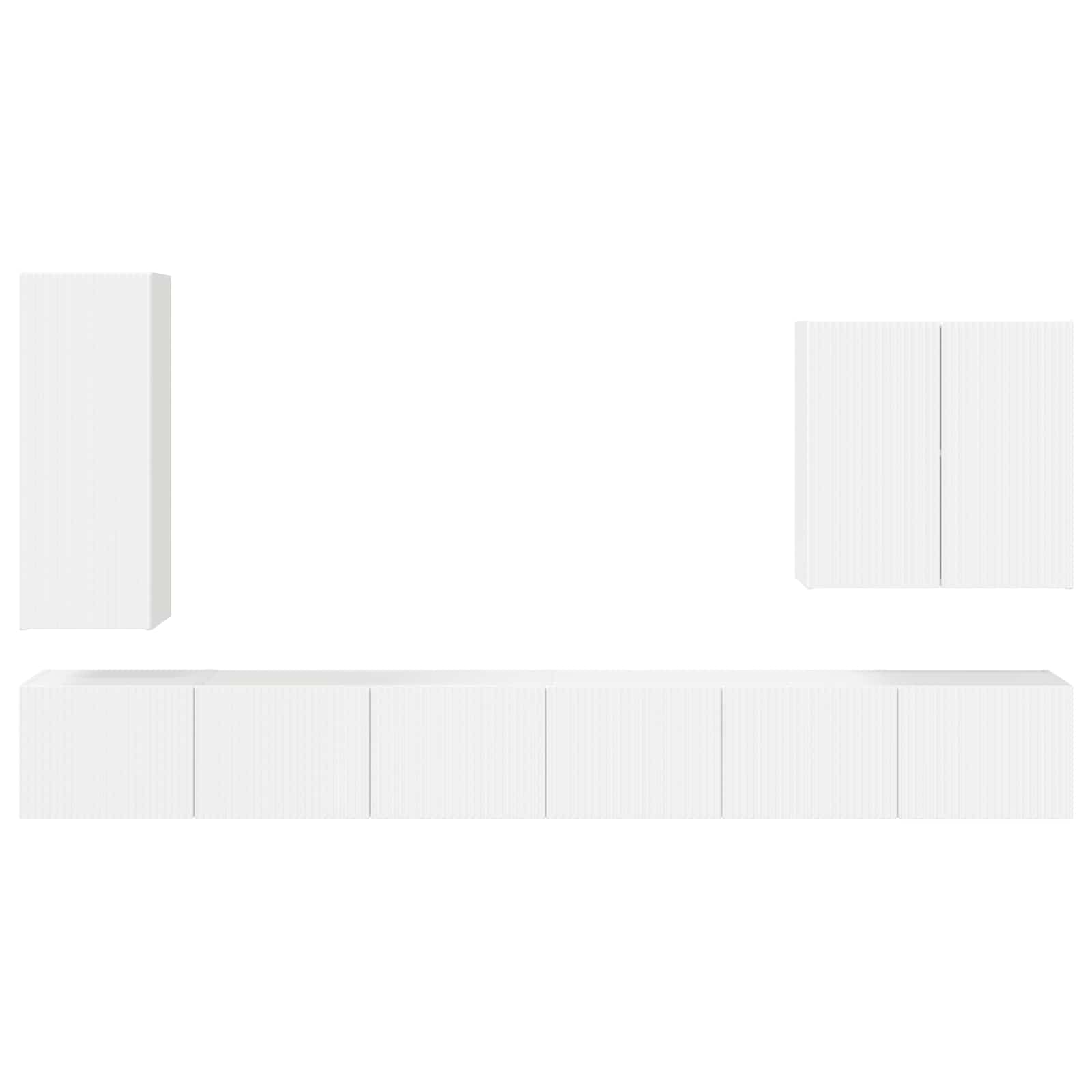 TV Wandkast Set Wandgemonteerd 6 pcs Hoogglans wit is nu te koop bij PeponiXL, paradijselijk wonen!