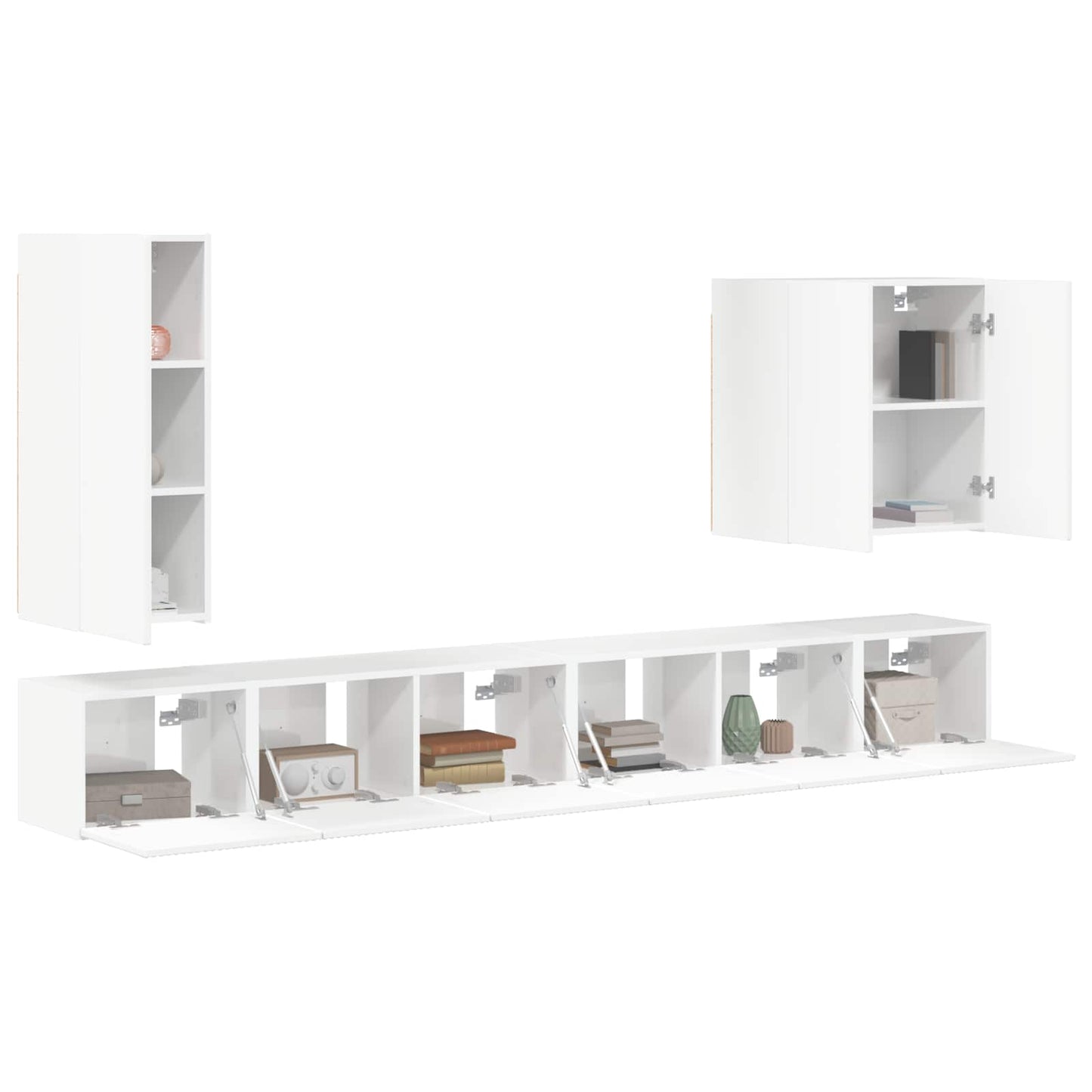 TV Wandkast Set Wandgemonteerd 6 pcs Hoogglans wit is nu te koop bij PeponiXL, paradijselijk wonen!