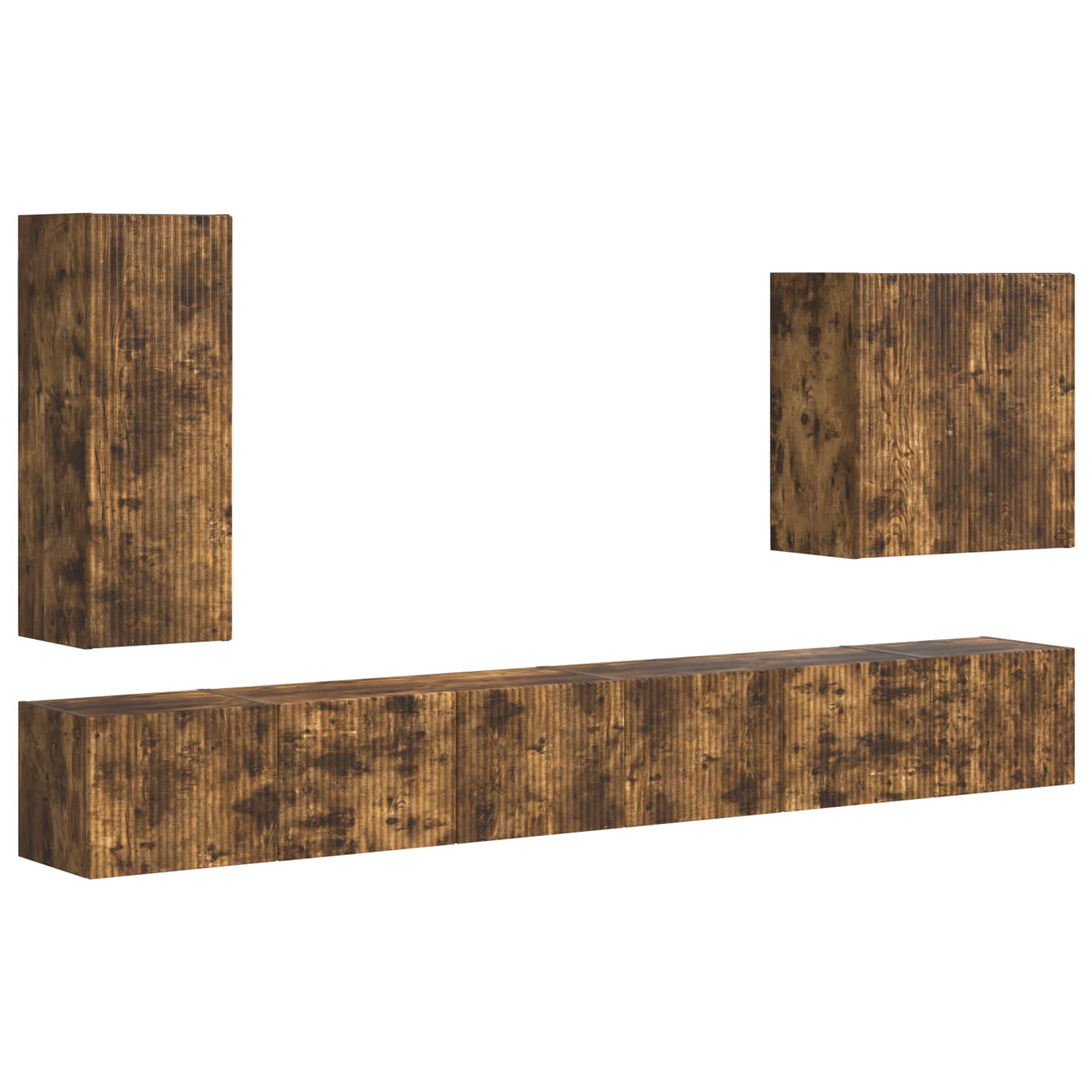 TV Wandkast Set Wandgemonteerd 6 pcs Gerookt eiken is nu te koop bij PeponiXL, paradijselijk wonen!