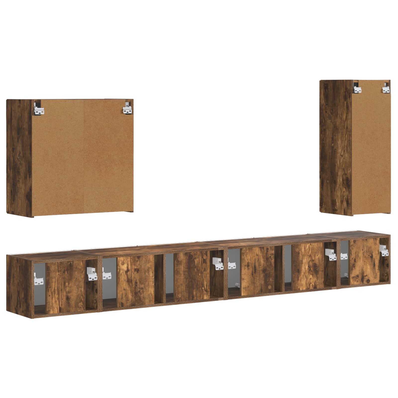 TV Wandkast Set Wandgemonteerd 6 pcs Gerookt eiken is nu te koop bij PeponiXL, paradijselijk wonen!