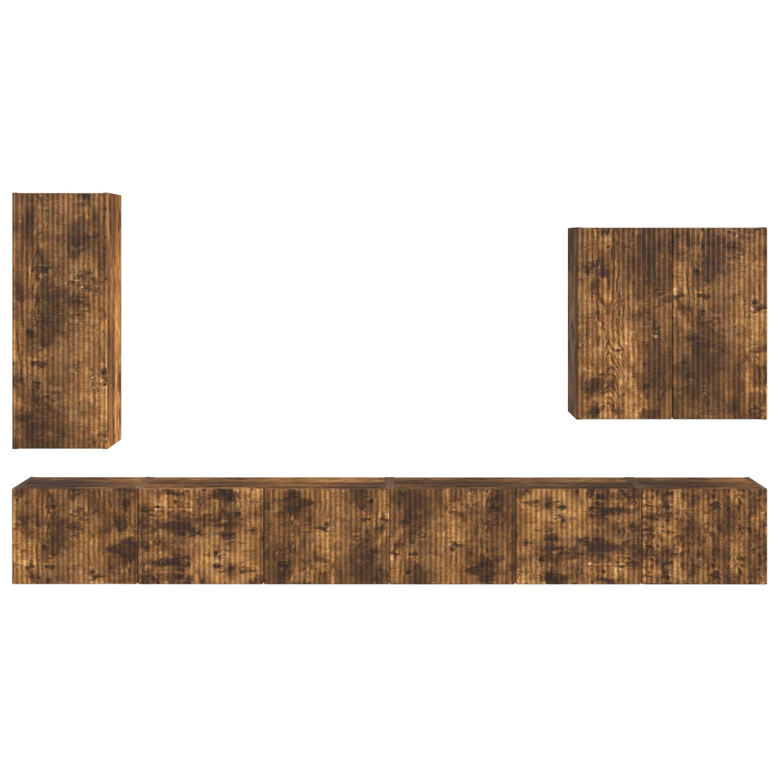 TV Wandkast Set Wandgemonteerd 6 pcs Gerookt eiken is nu te koop bij PeponiXL, paradijselijk wonen!