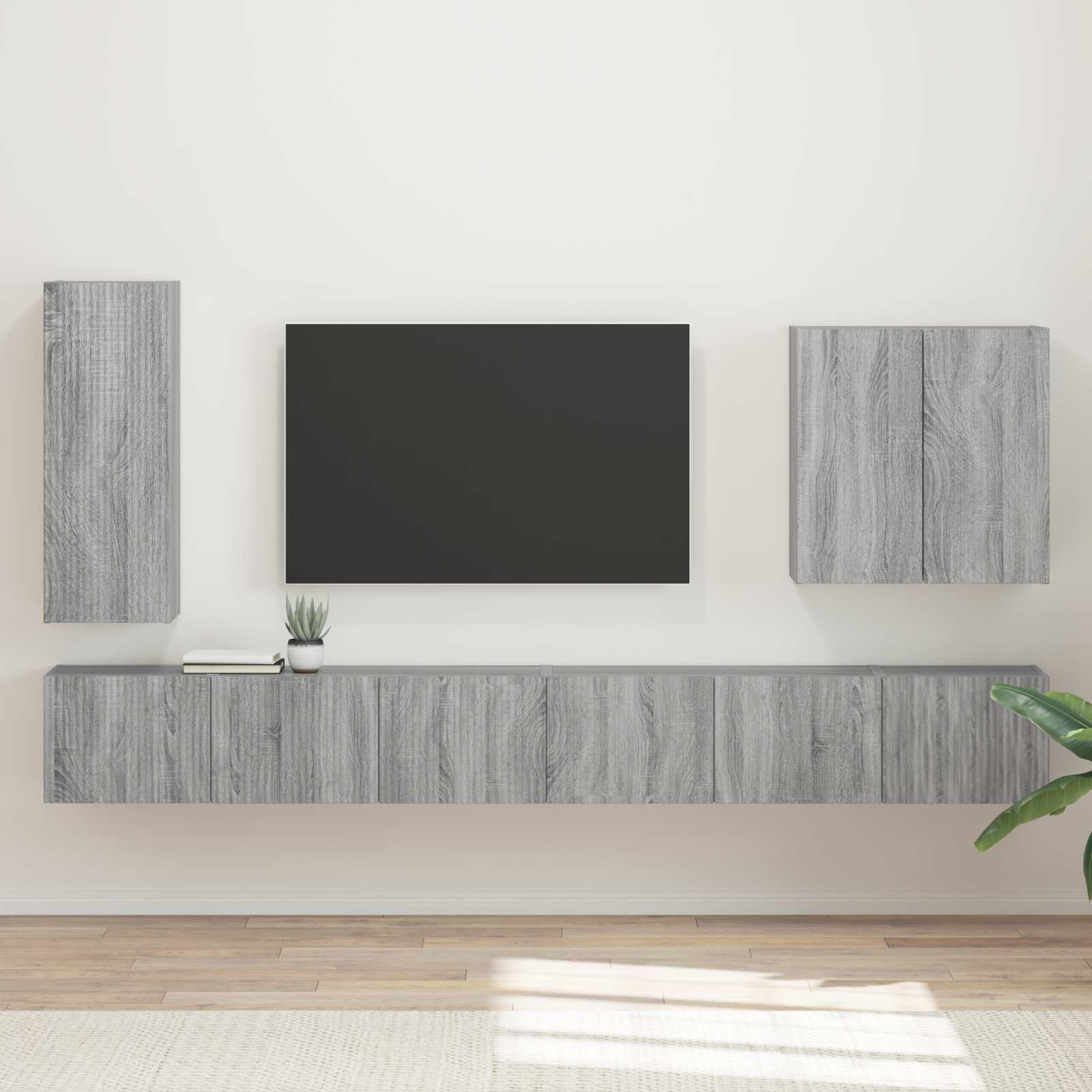TV Wandkast Set Wandgemonteerd 6 pcs Grijs Sonoma is nu te koop bij PeponiXL, paradijselijk wonen!