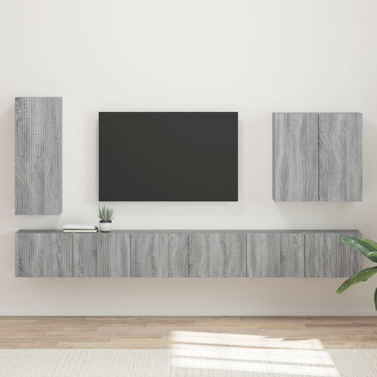 TV Wandkast Set Wandgemonteerd 6 pcs Grijs Sonoma is nu te koop bij PeponiXL, paradijselijk wonen!