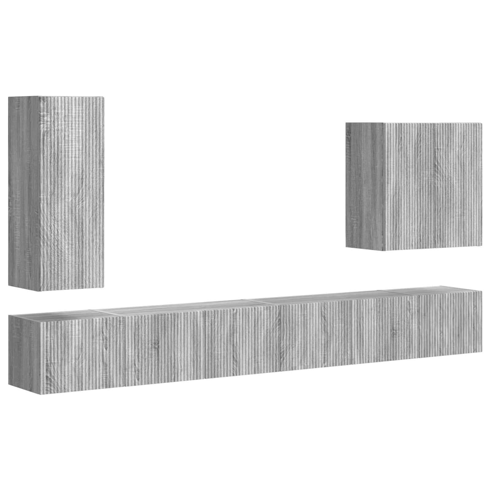 TV Wandkast Set Wandgemonteerd 6 pcs Grijs Sonoma is nu te koop bij PeponiXL, paradijselijk wonen!