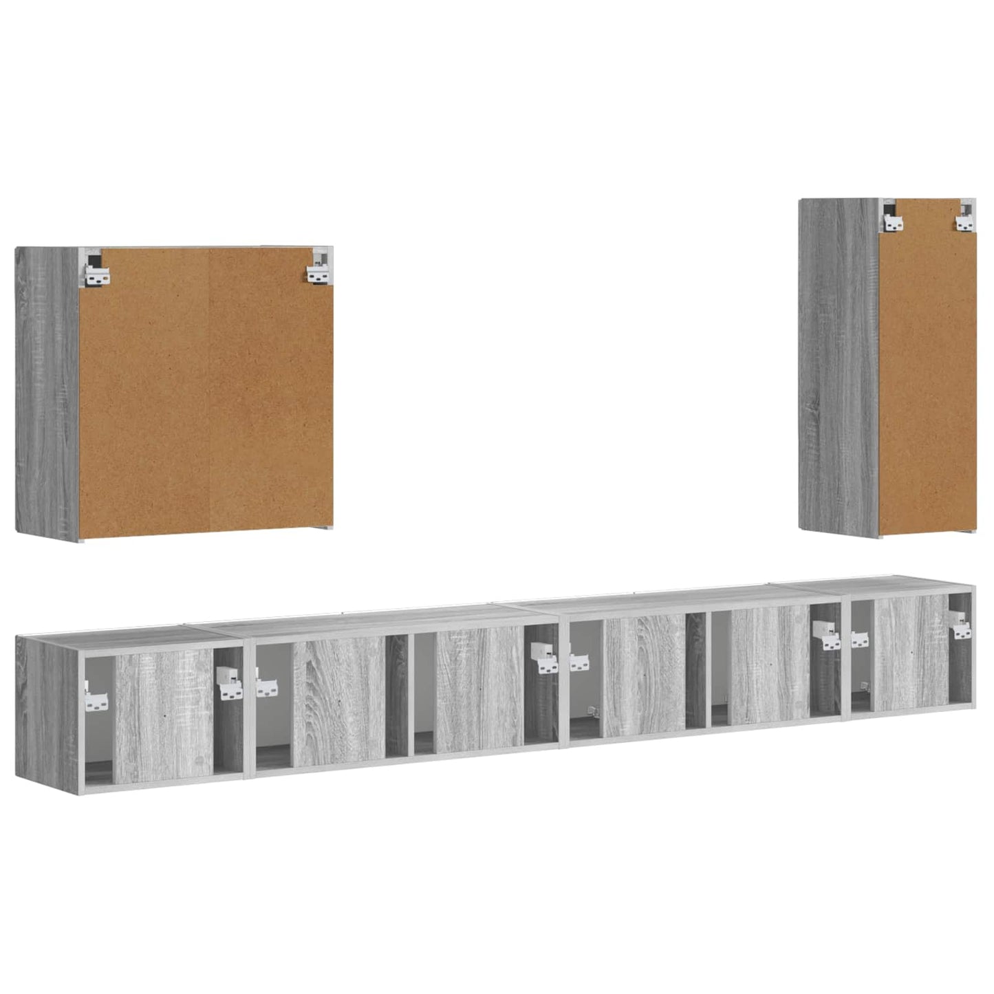 TV Wandkast Set Wandgemonteerd 6 pcs Grijs Sonoma is nu te koop bij PeponiXL, paradijselijk wonen!