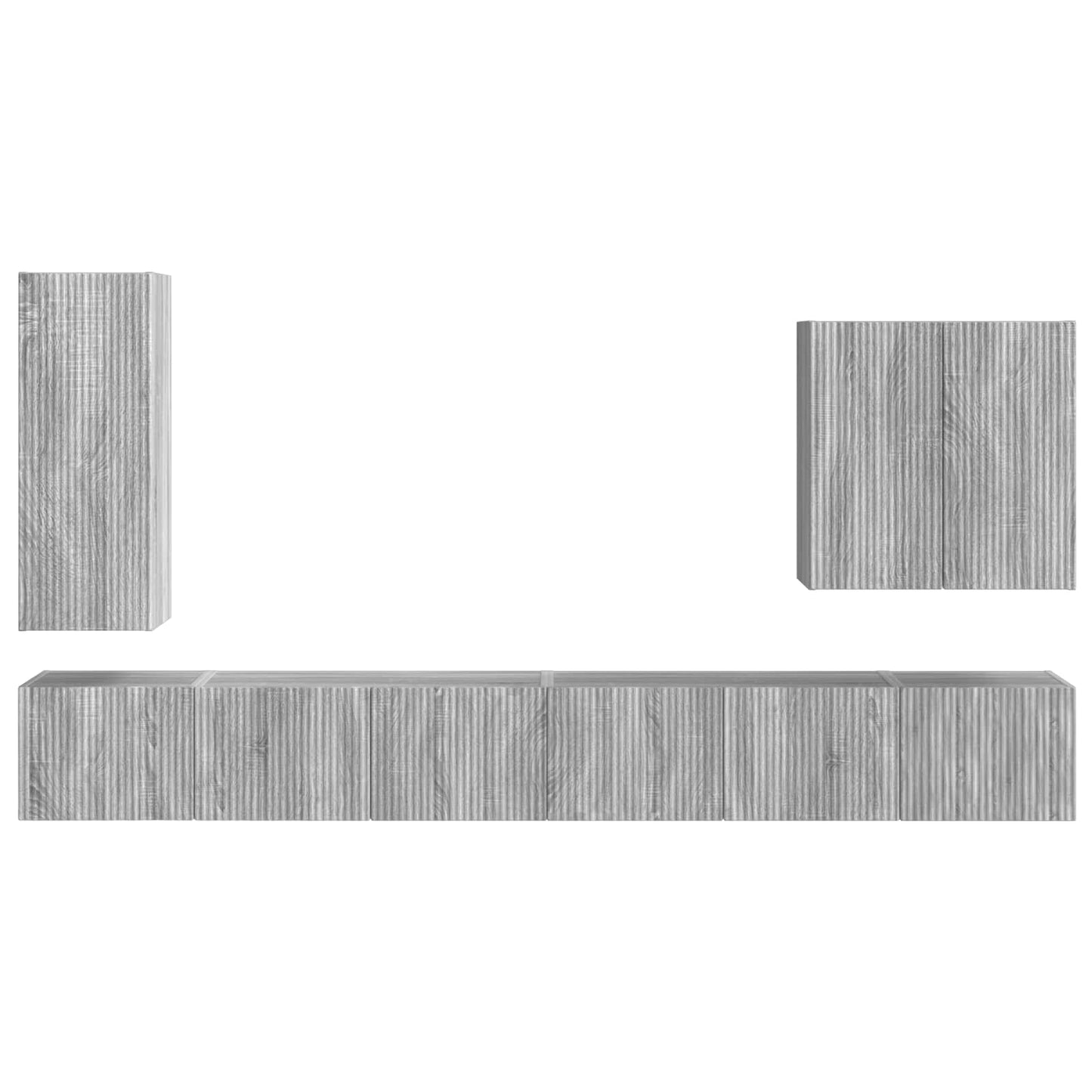 TV Wandkast Set Wandgemonteerd 6 pcs Grijs Sonoma is nu te koop bij PeponiXL, paradijselijk wonen!