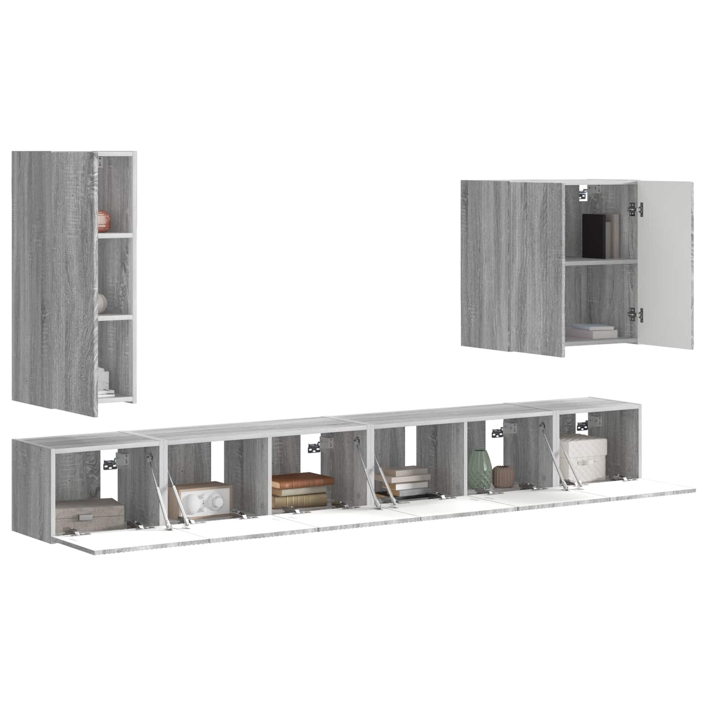 TV Wandkast Set Wandgemonteerd 6 pcs Grijs Sonoma is nu te koop bij PeponiXL, paradijselijk wonen!