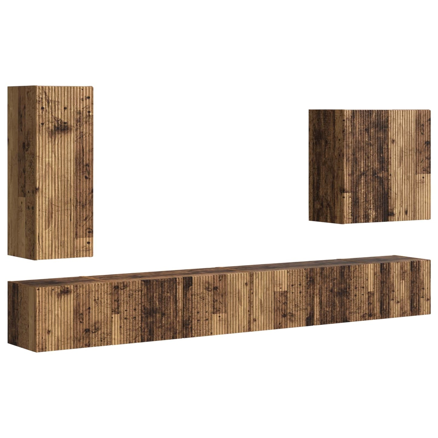 TV Wandkast Set Wandgemonteerd 6 pcs Oud Hout is nu te koop bij PeponiXL, paradijselijk wonen!