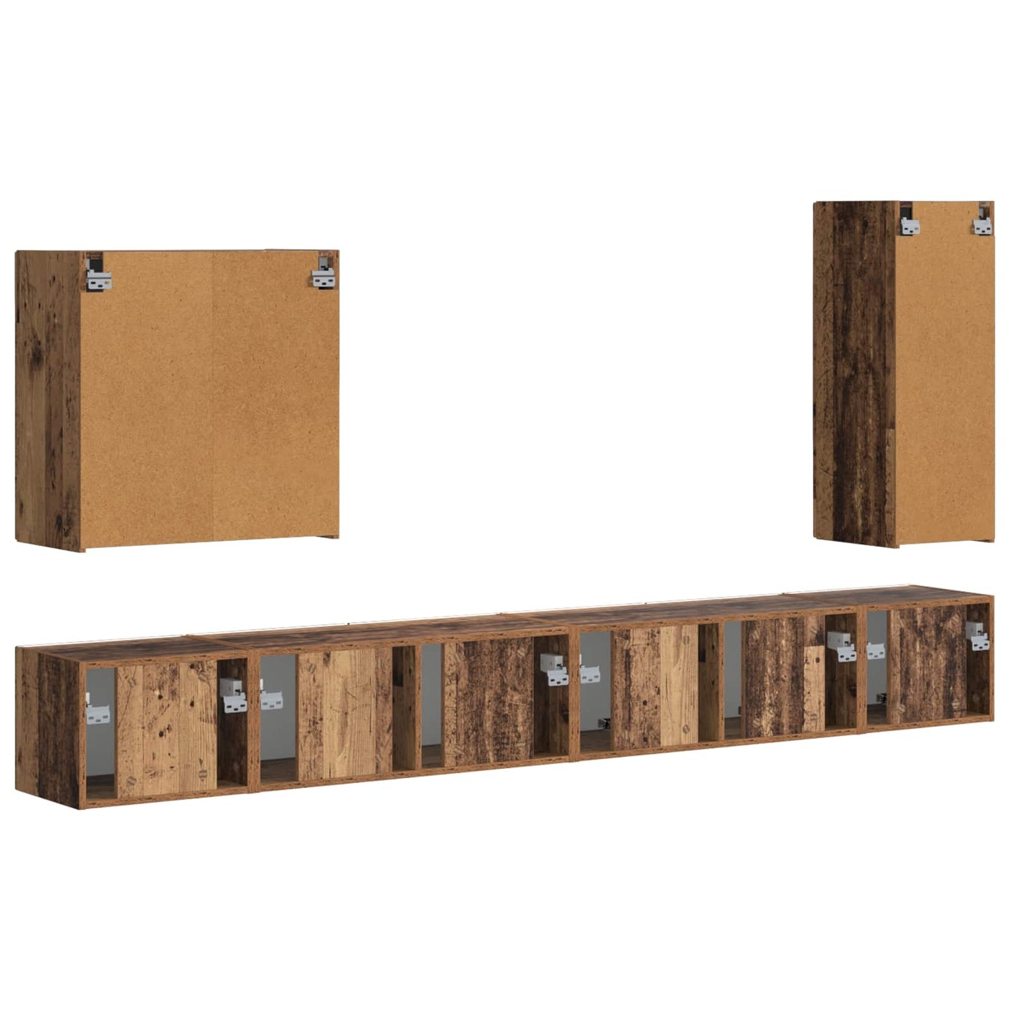 TV Wandkast Set Wandgemonteerd 6 pcs Oud Hout is nu te koop bij PeponiXL, paradijselijk wonen!