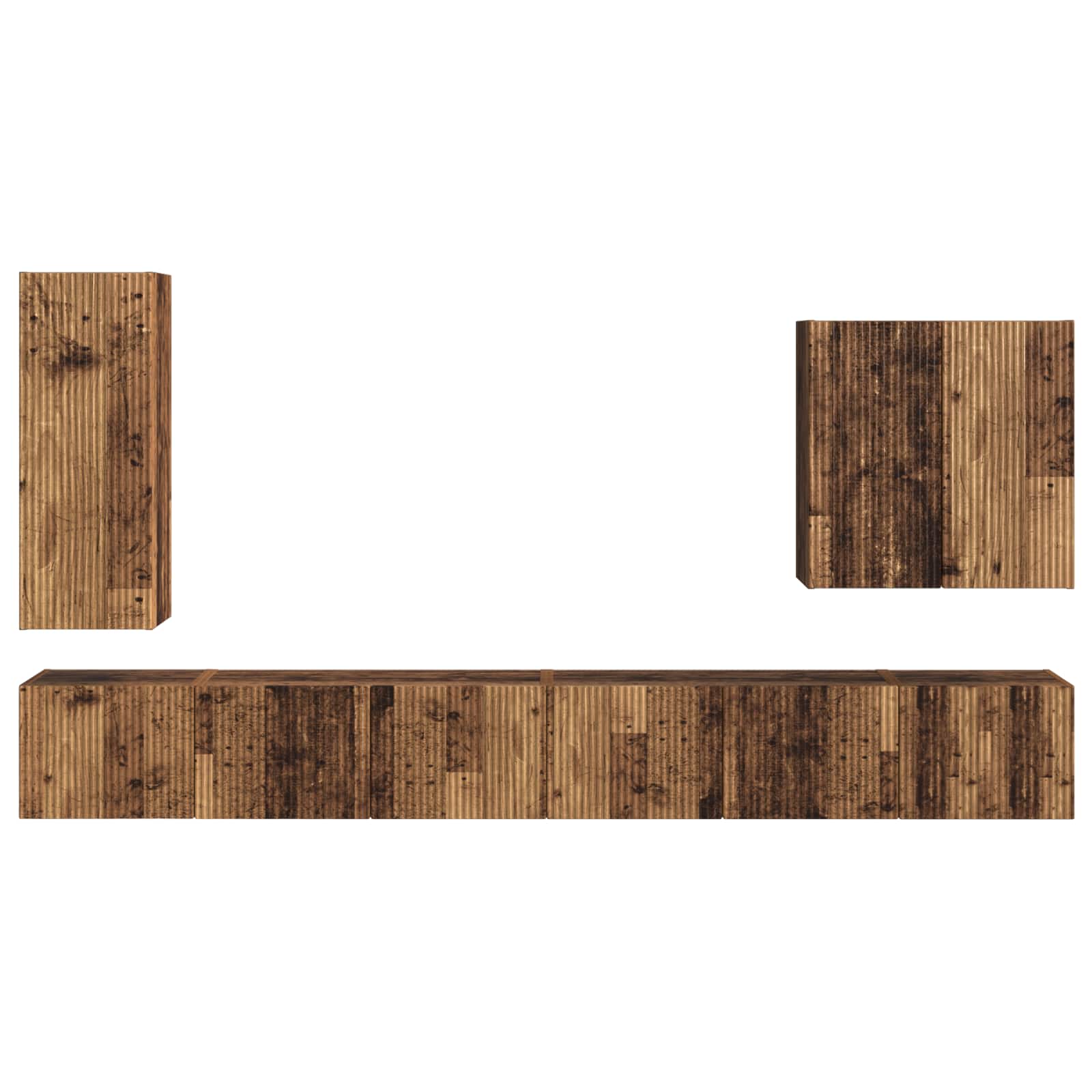TV Wandkast Set Wandgemonteerd 6 pcs Oud Hout is nu te koop bij PeponiXL, paradijselijk wonen!