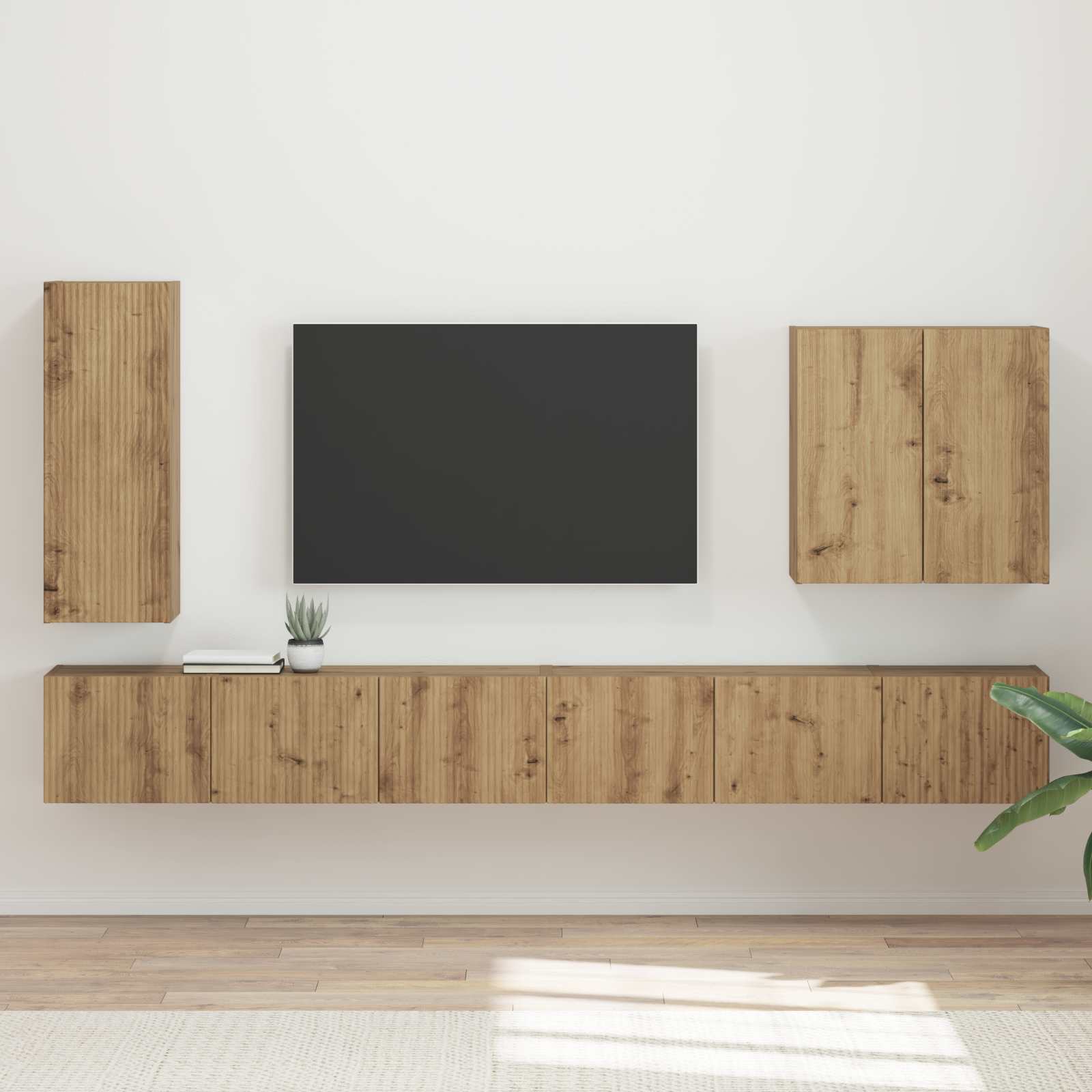 TV Wandkast Set Wandgemonteerd 6 pcs Artisan Eiken is nu te koop bij PeponiXL, paradijselijk wonen!