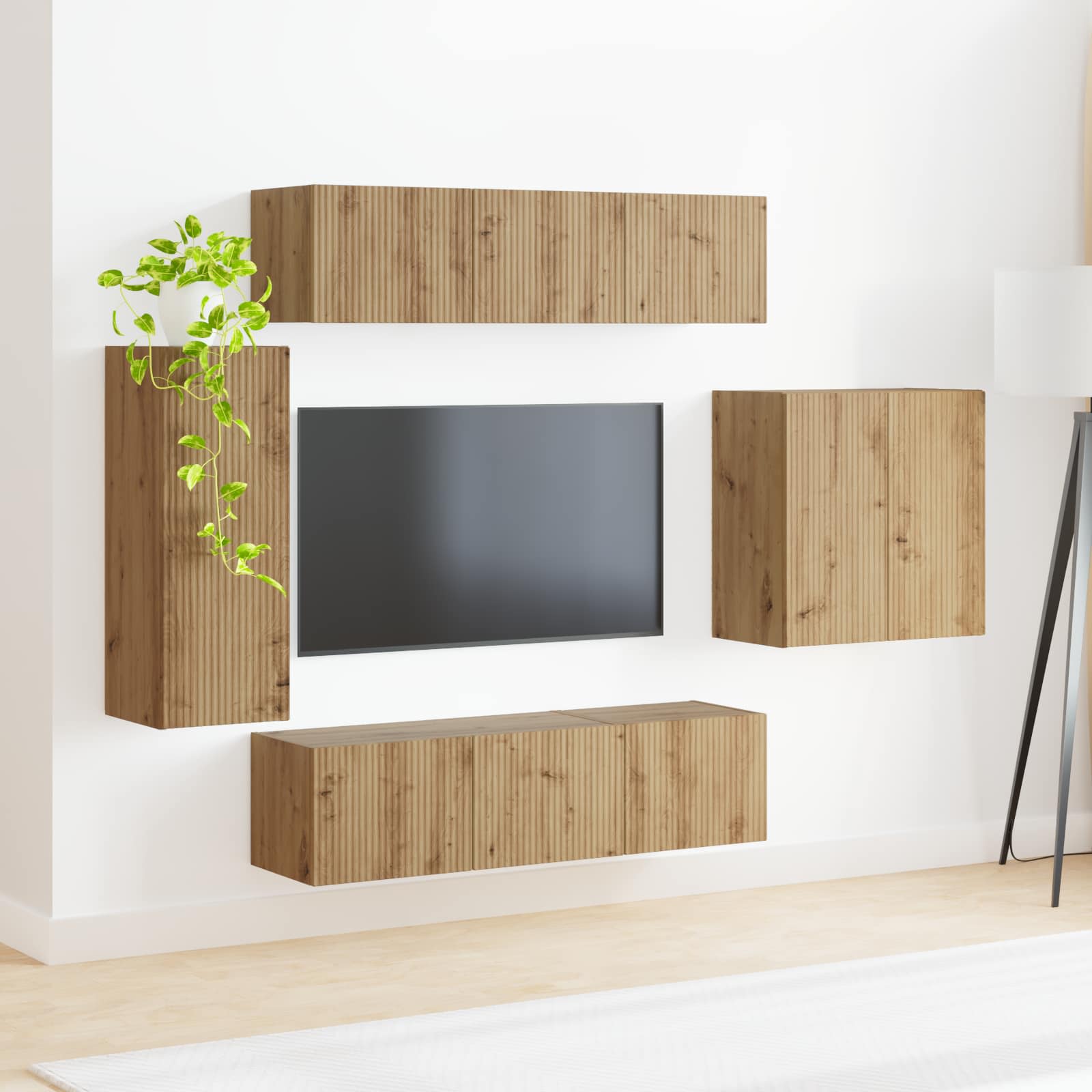 TV Wandkast Set Wandgemonteerd 6 pcs Artisan Eiken is nu te koop bij PeponiXL, paradijselijk wonen!