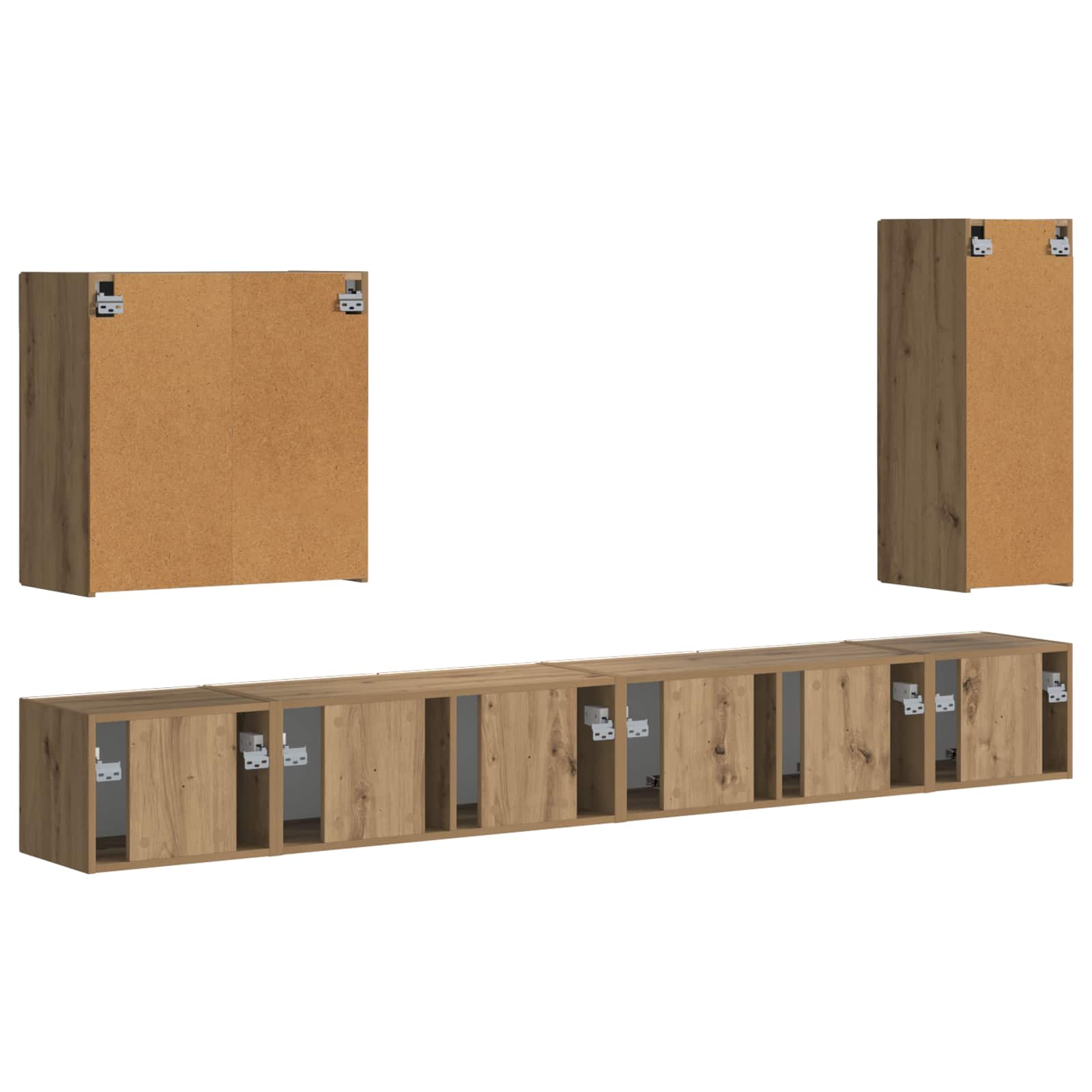 TV Wandkast Set Wandgemonteerd 6 pcs Artisan Eiken is nu te koop bij PeponiXL, paradijselijk wonen!