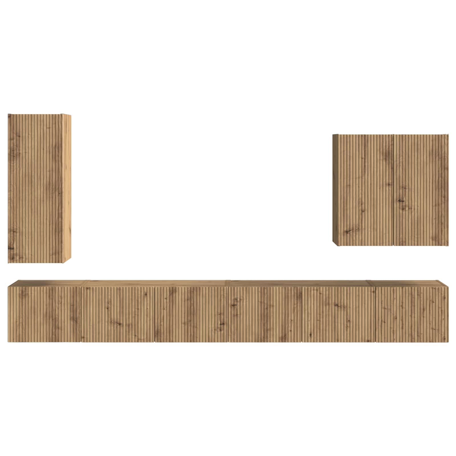 TV Wandkast Set Wandgemonteerd 6 pcs Artisan Eiken is nu te koop bij PeponiXL, paradijselijk wonen!