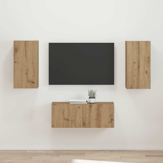 Tv-meubelset 2 pcs Artisan Eiken Bewerkt hout is nu te koop bij PeponiXL, paradijselijk wonen!