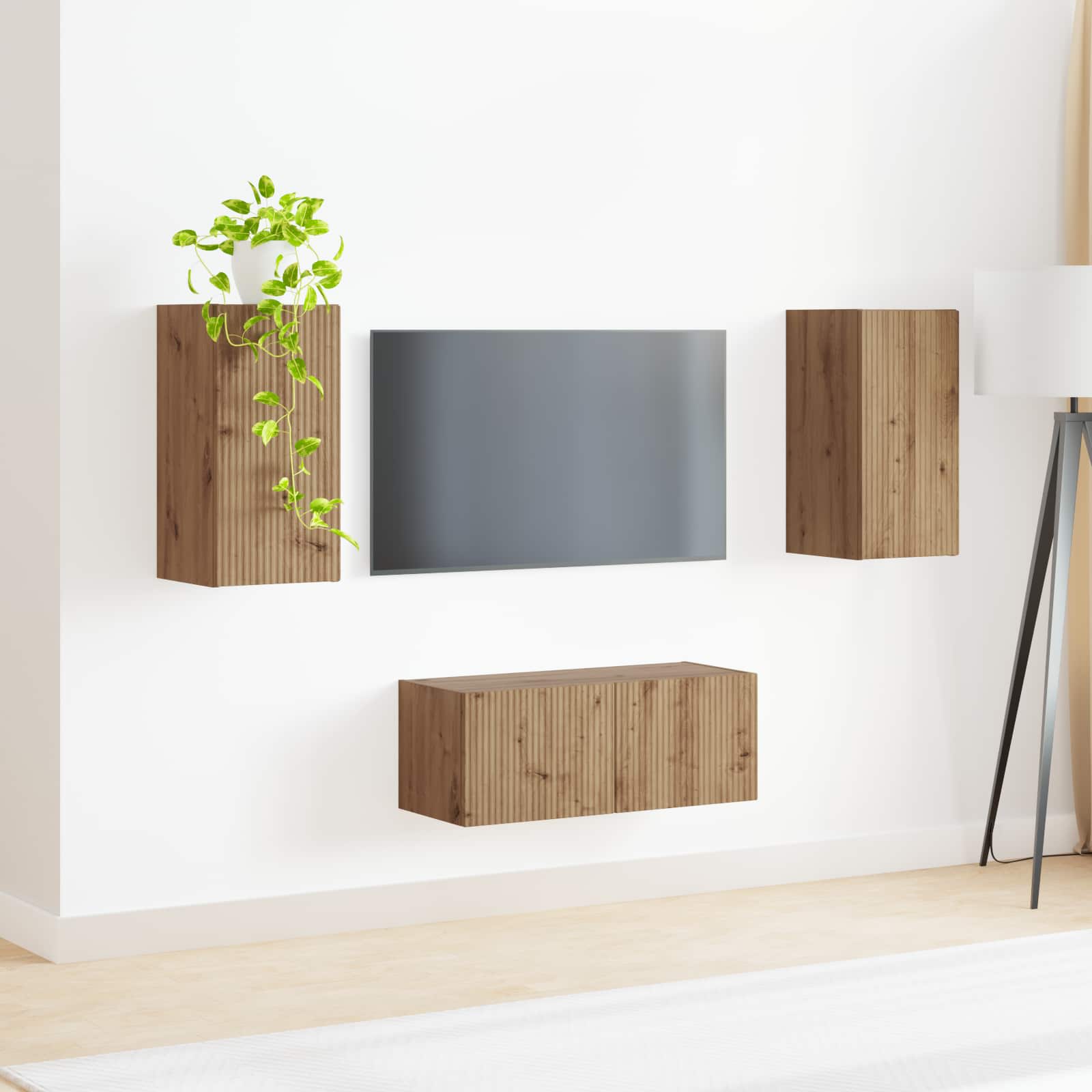Tv-meubelset 2 pcs Artisan Eiken Bewerkt hout is nu te koop bij PeponiXL, paradijselijk wonen!