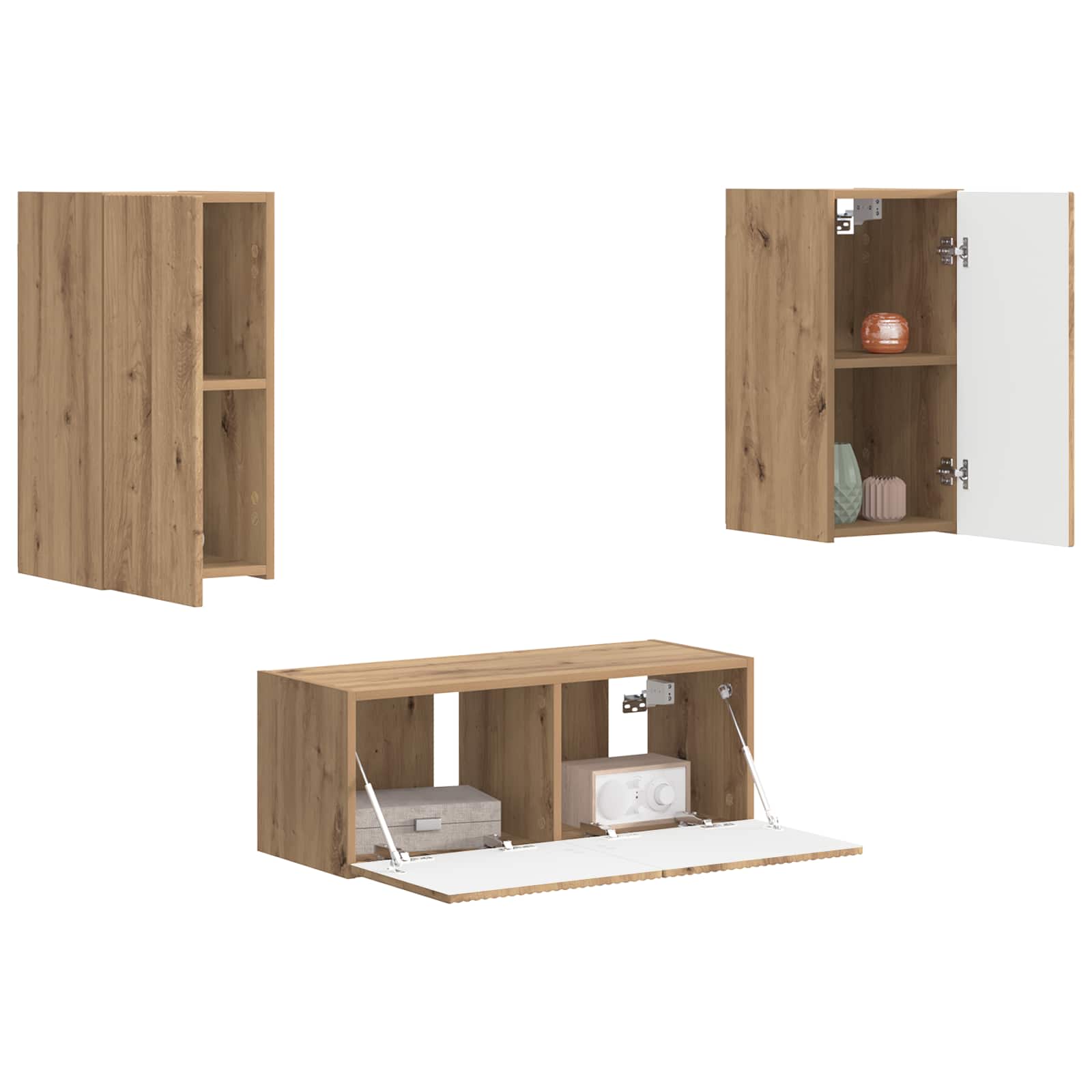Tv-meubelset 2 pcs Artisan Eiken Bewerkt hout is nu te koop bij PeponiXL, paradijselijk wonen!