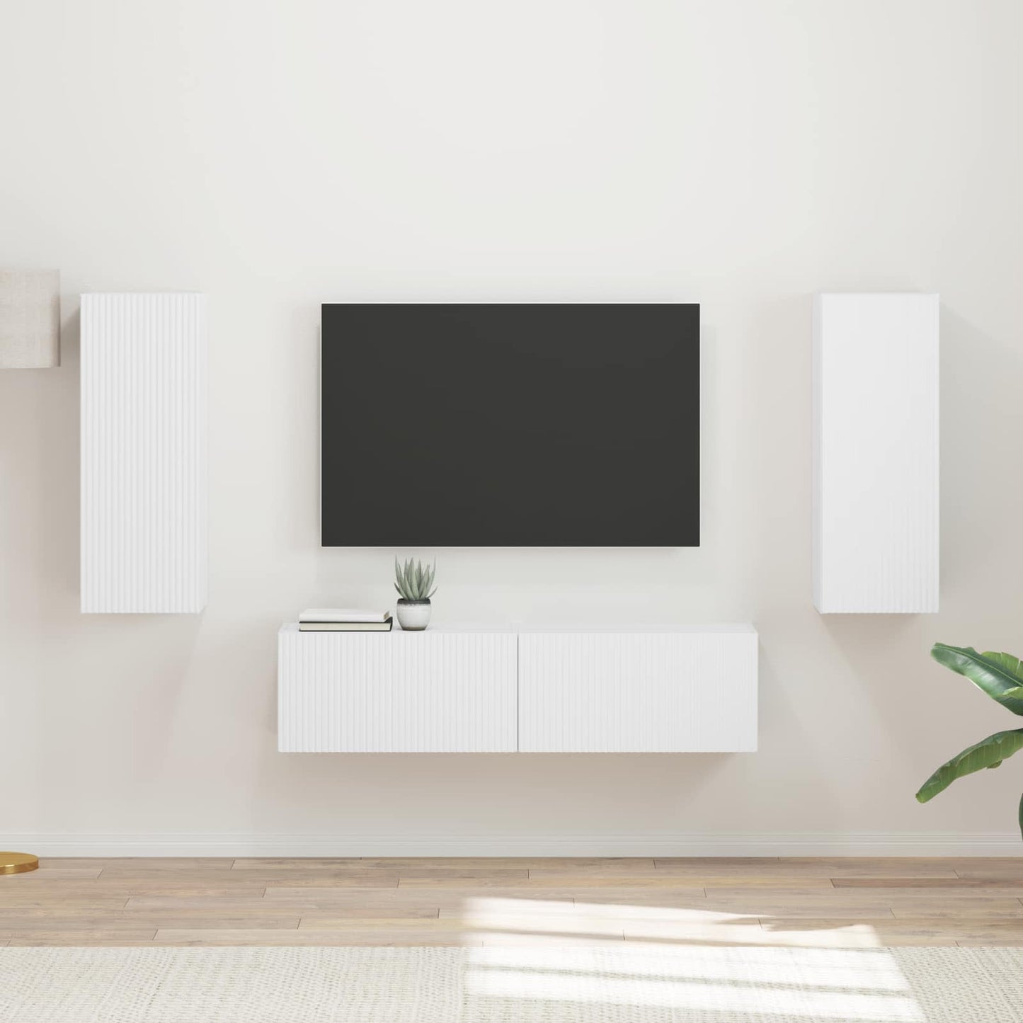 Tv-meubelset Wandgemonteerd 2 pcs Wit Bewerkt hout is nu te koop bij PeponiXL, paradijselijk wonen!