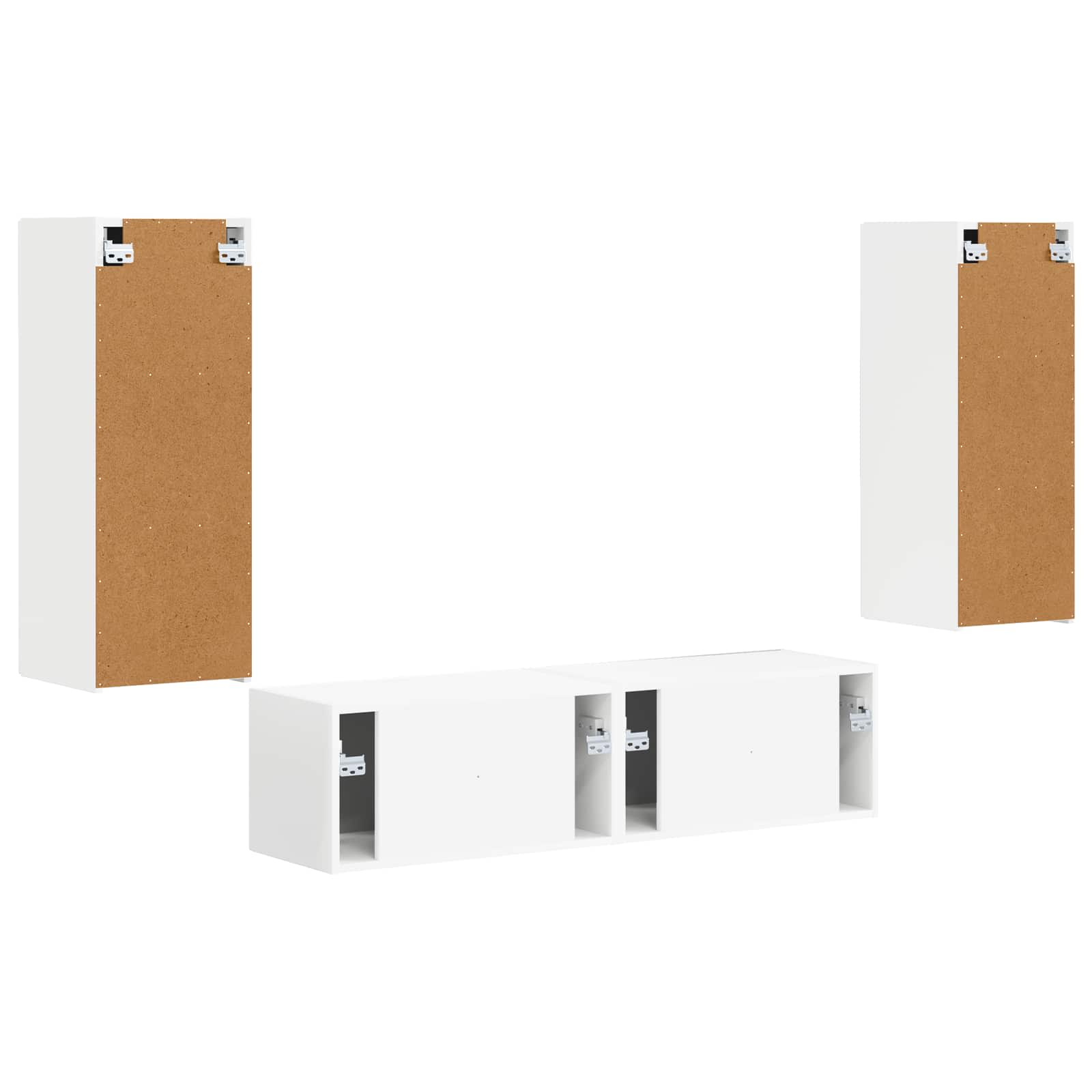 Tv-meubelset Wandgemonteerd 2 pcs Wit Bewerkt hout is nu te koop bij PeponiXL, paradijselijk wonen!