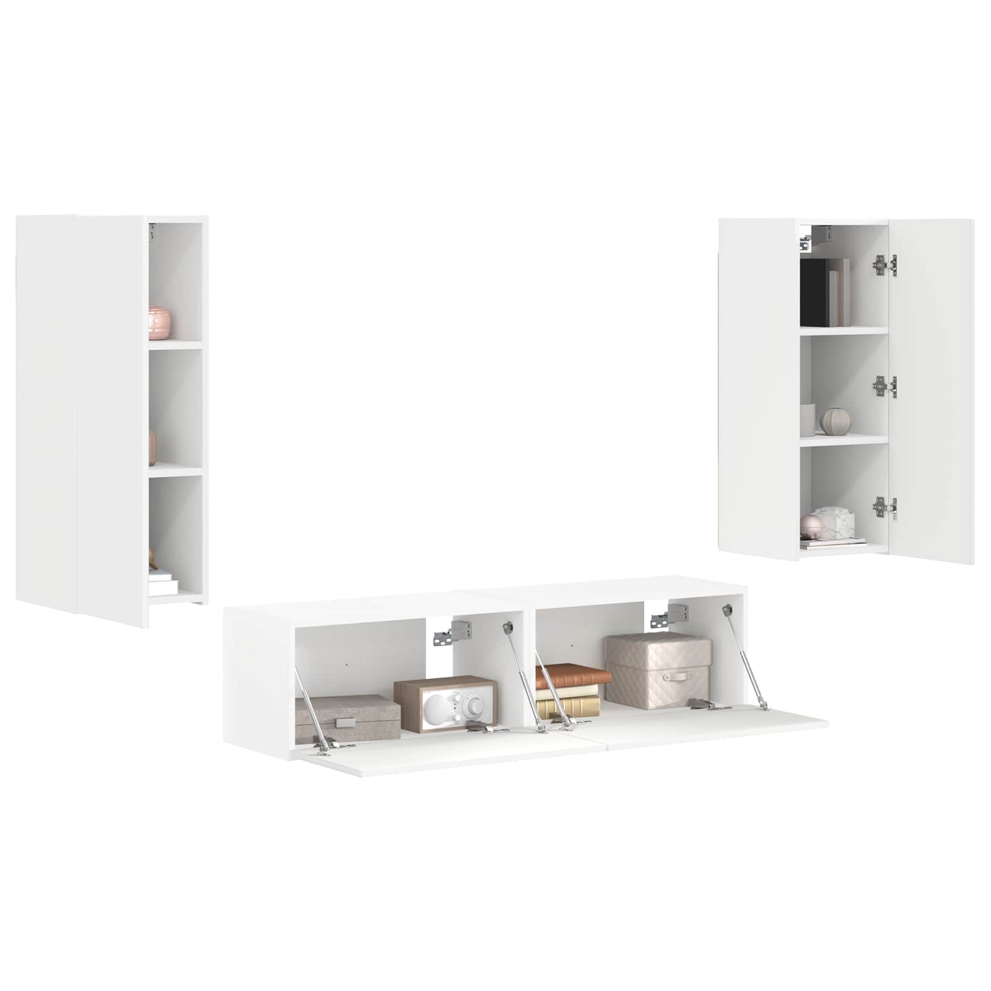 Tv-meubelset Wandgemonteerd 2 pcs Wit Bewerkt hout is nu te koop bij PeponiXL, paradijselijk wonen!