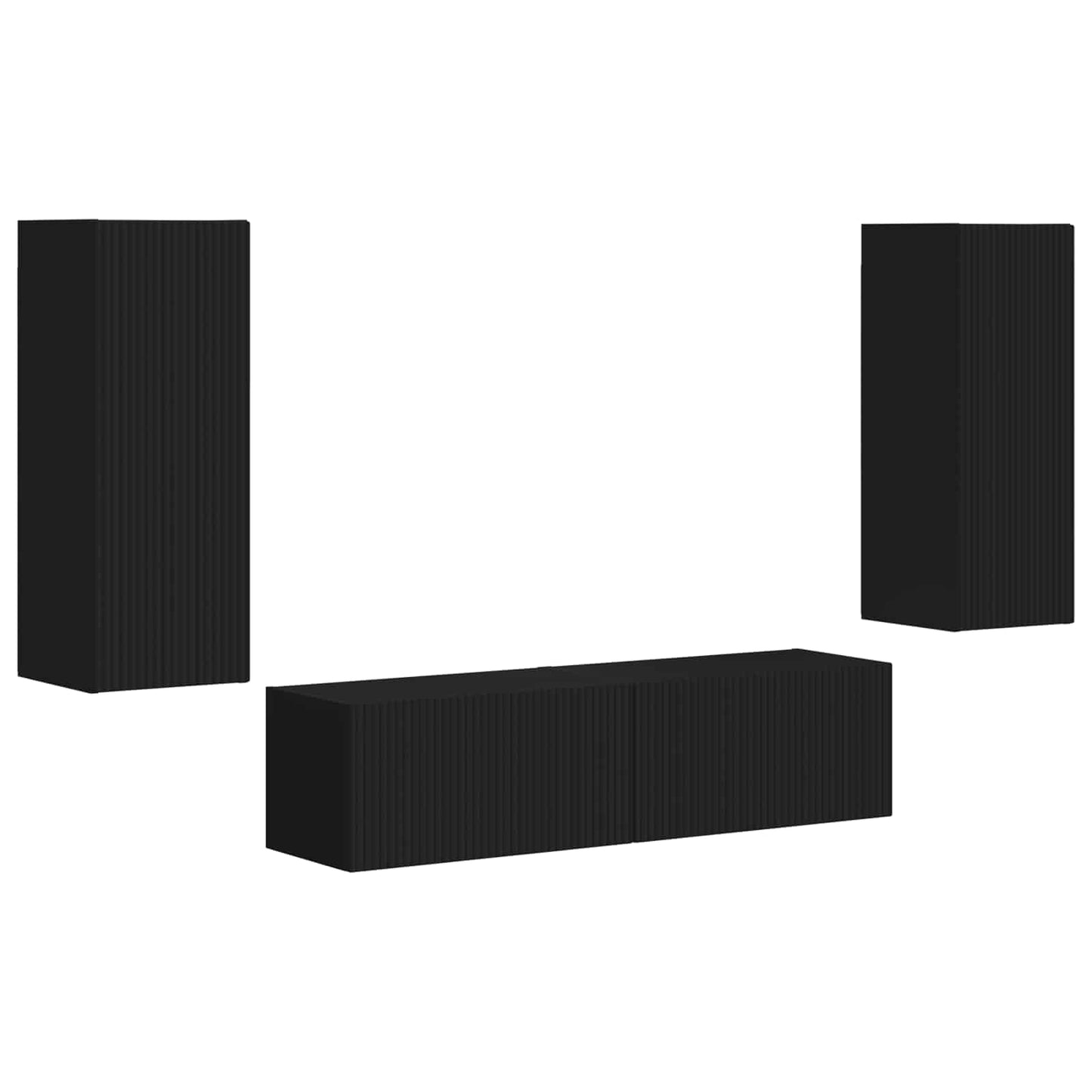 Tv-meubelset Wandgemonteerd 2 pcs Zwart Bewerkt hout is nu te koop bij PeponiXL, paradijselijk wonen!