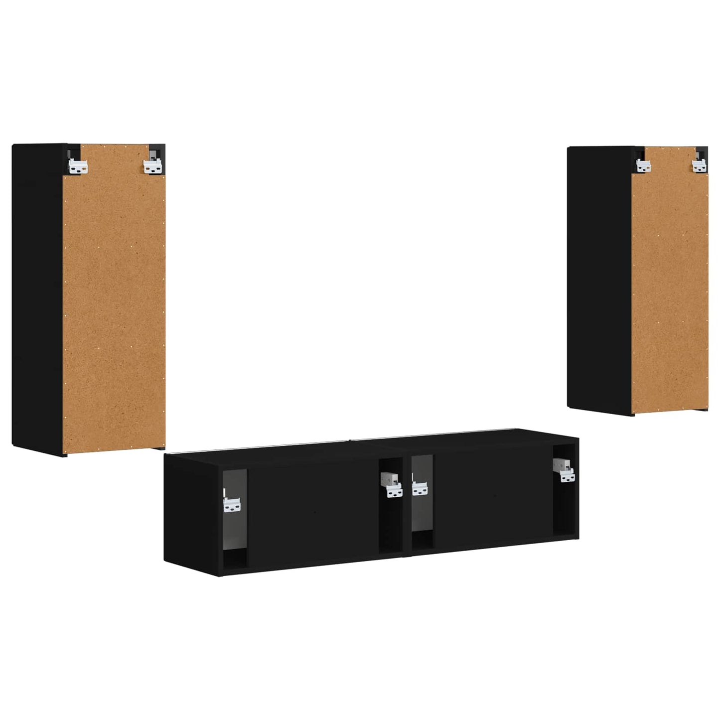 Tv-meubelset Wandgemonteerd 2 pcs Zwart Bewerkt hout is nu te koop bij PeponiXL, paradijselijk wonen!