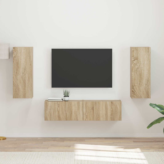 Tv-meubelset Wandgemonteerd 2 pcs Sonoma Eiken Bewerkt hout is nu te koop bij PeponiXL, paradijselijk wonen!