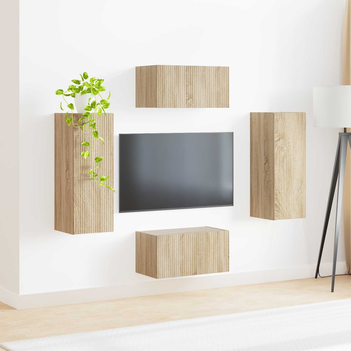 Tv-meubelset Wandgemonteerd 2 pcs Sonoma Eiken Bewerkt hout is nu te koop bij PeponiXL, paradijselijk wonen!